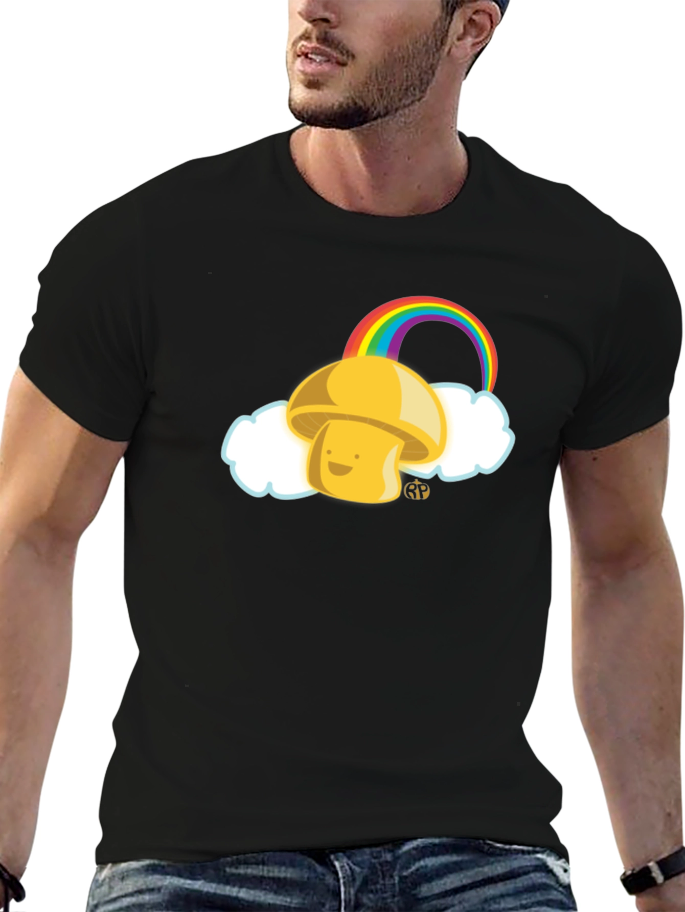 Mushroom Rainbow Graphic Tee - Funky Casual Wear