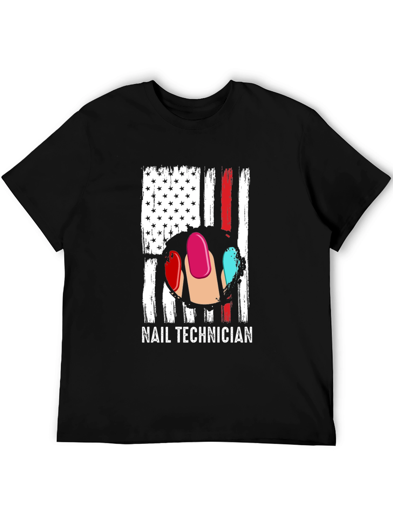 Nail Technician USA Flag Graphic T-Shirt