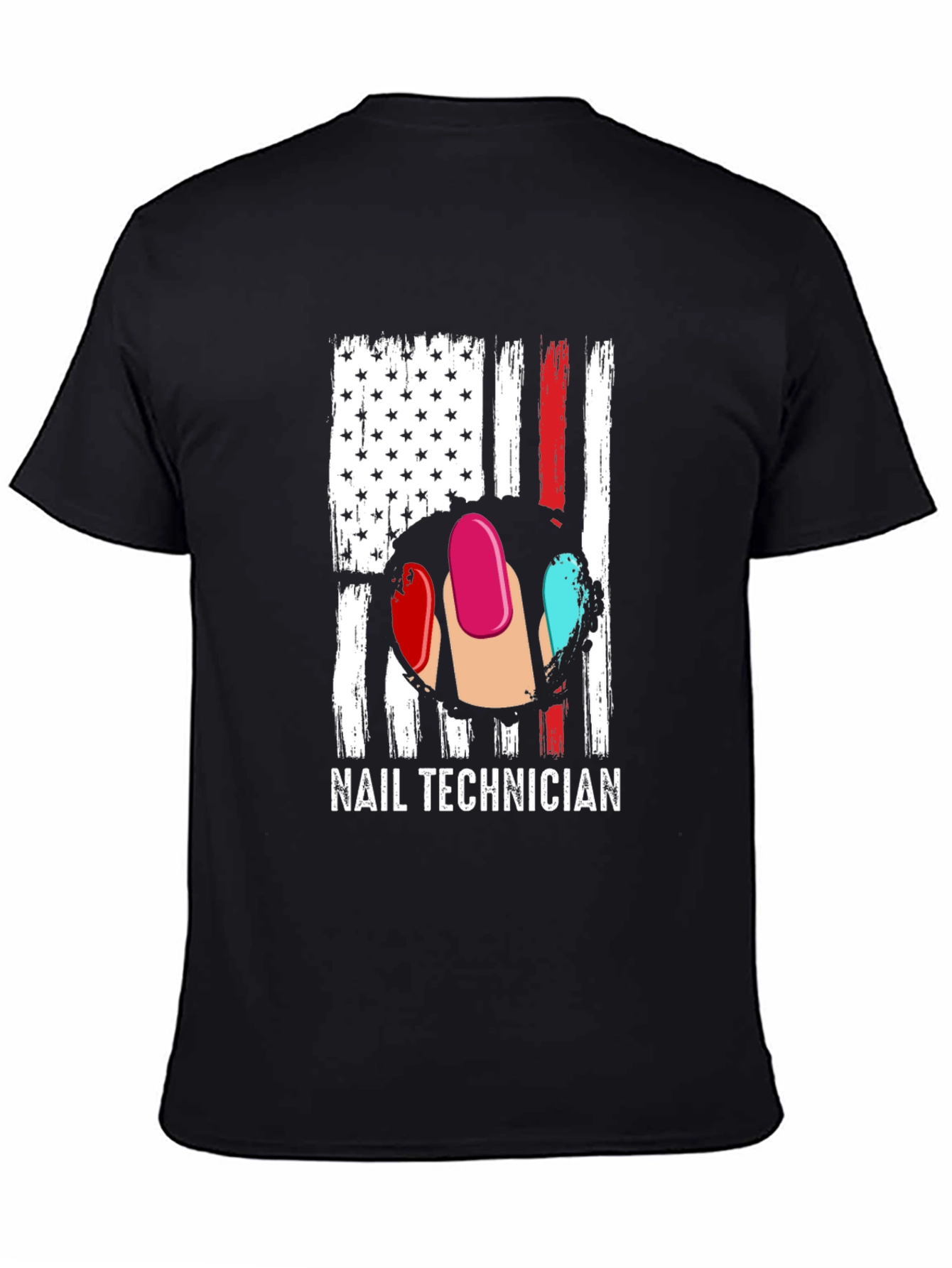 Nail Technician USA Flag Graphic T-Shirt