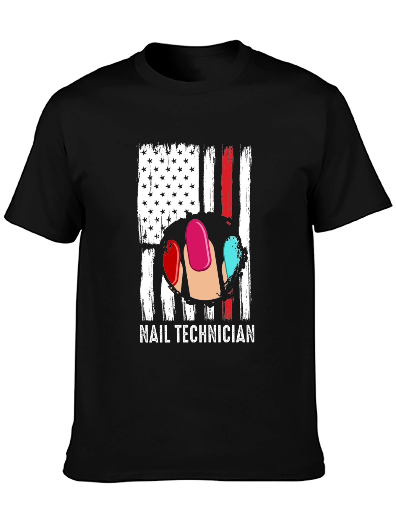 Nail Technician USA Flag Graphic T-Shirt