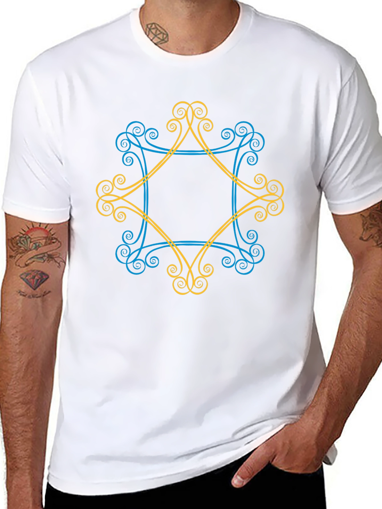 Geometric Swirl Graphic Tee - Mens Black T-Shirt