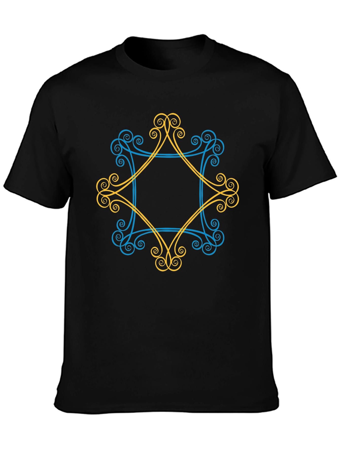 Geometric Swirl Graphic Tee - Mens Black T-Shirt