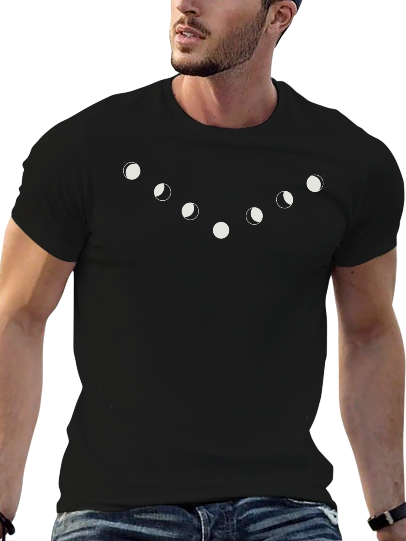 Lunar Phase Graphic Tee - Stylish Black Cotton T-Shirt