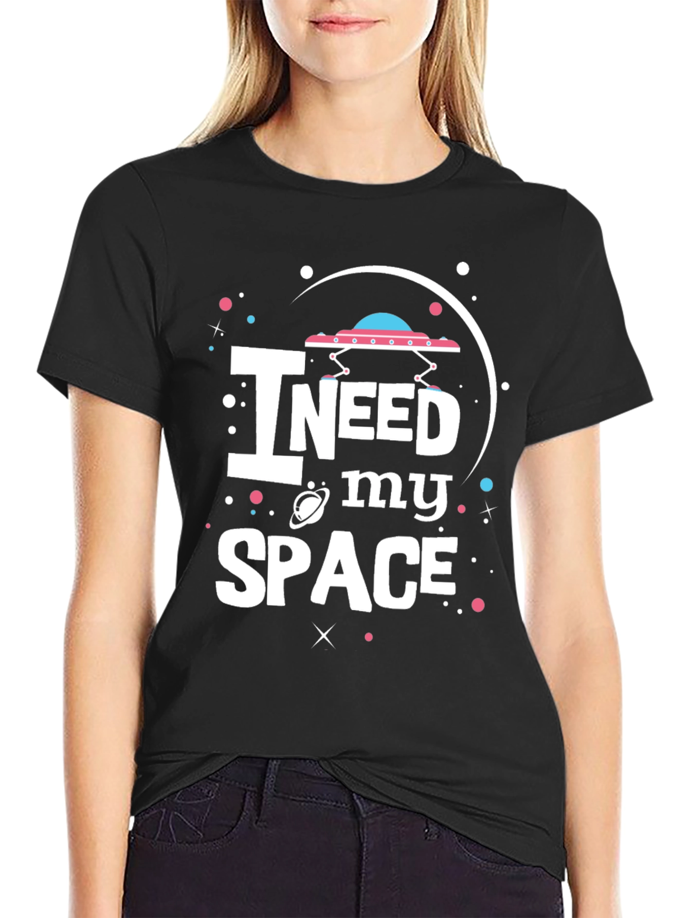 I Need My Space Black Graphic T-Shirt
