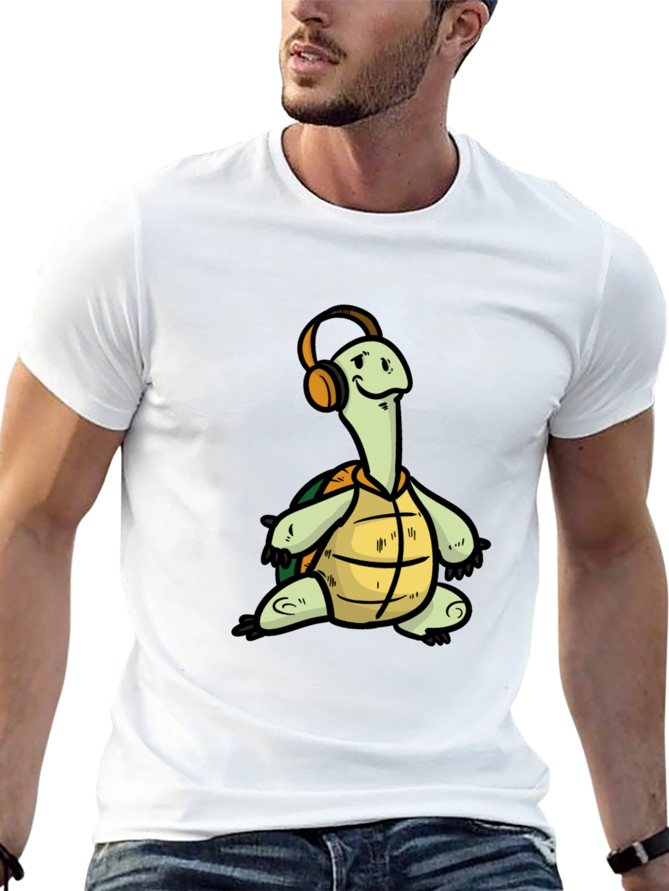 Turtle with Headphones Graphic T-Shirt