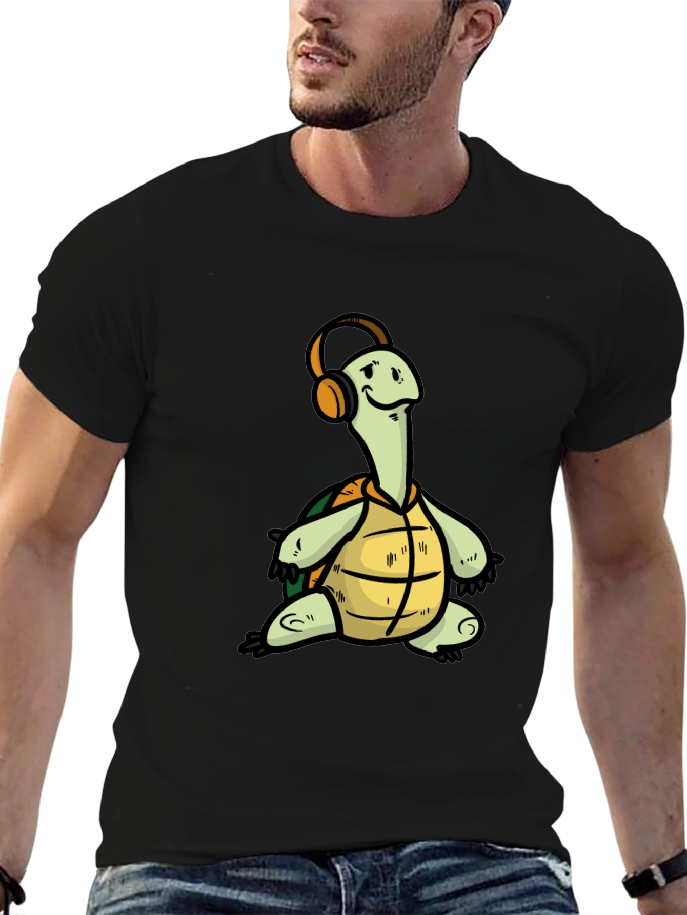 Turtle with Headphones Graphic T-Shirt