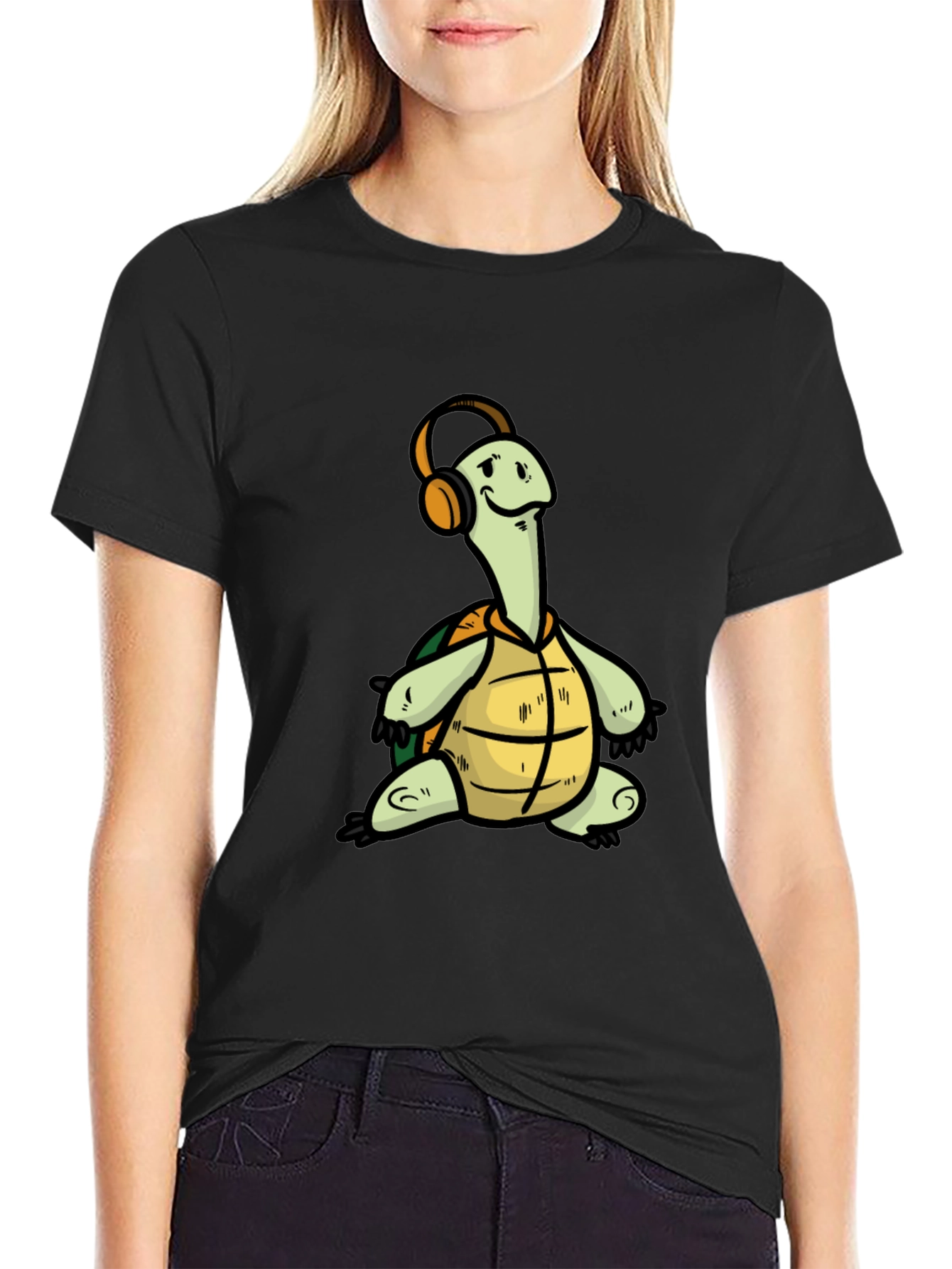 Turtle with Headphones Graphic T-Shirt