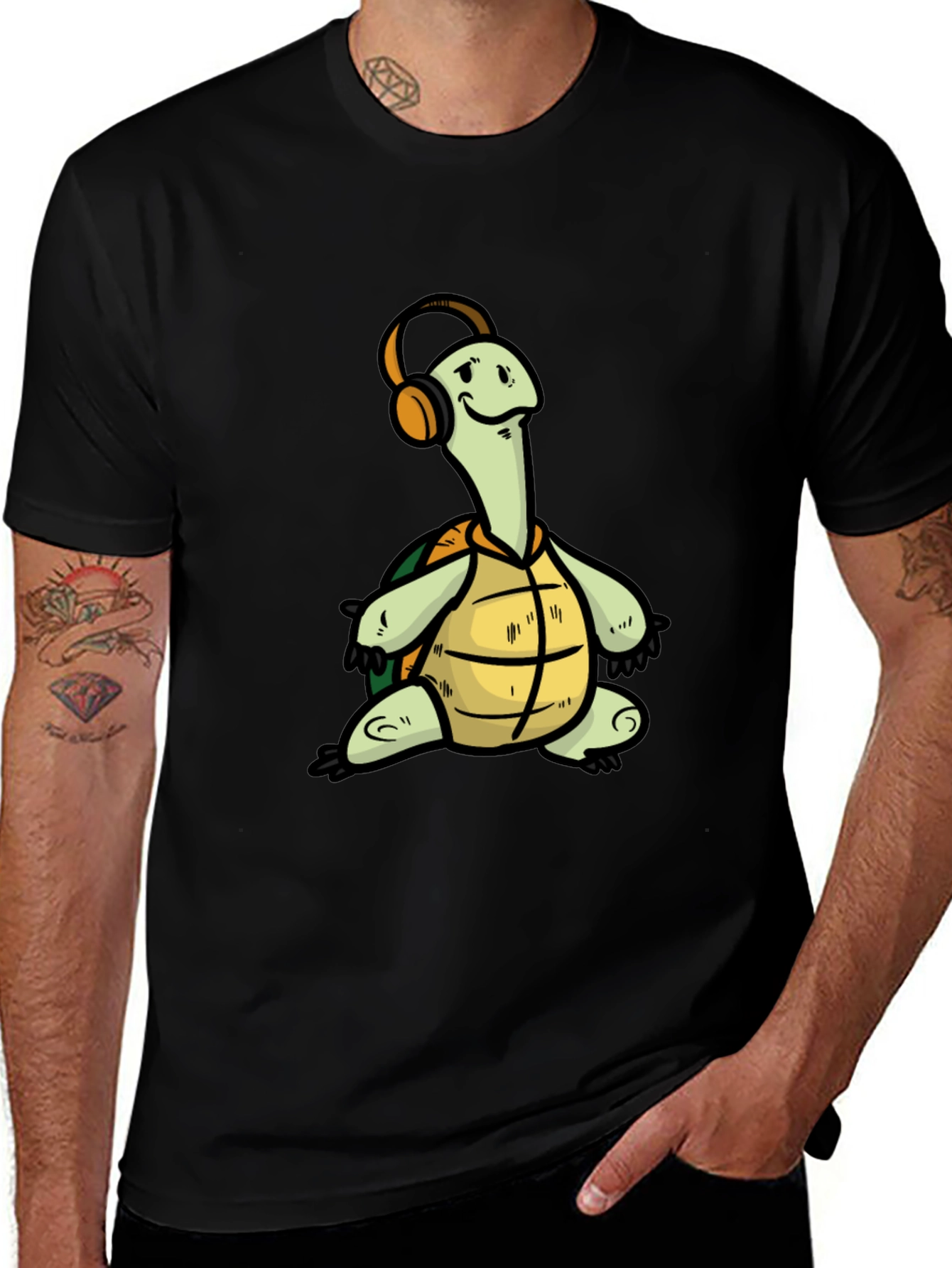 Turtle with Headphones Graphic T-Shirt