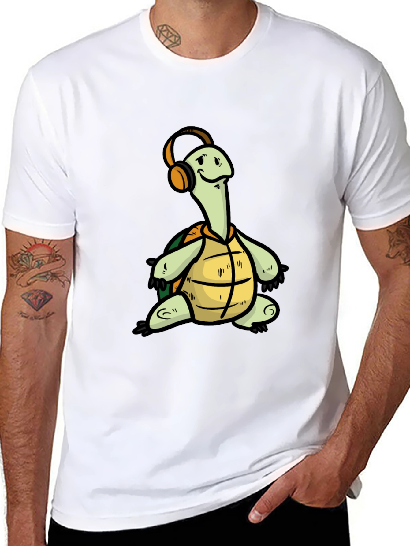 Turtle with Headphones Graphic T-Shirt