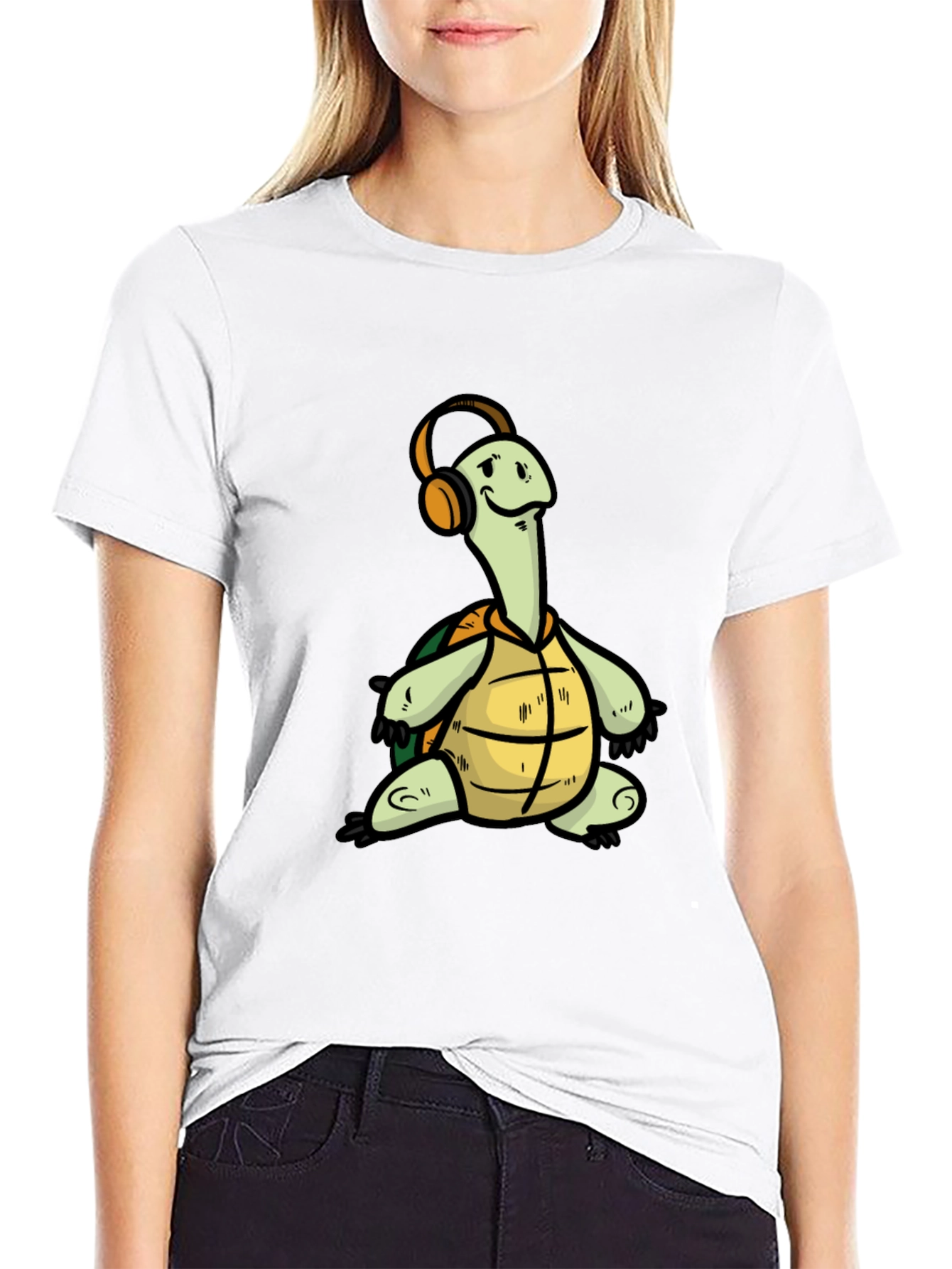 Turtle with Headphones Graphic T-Shirt