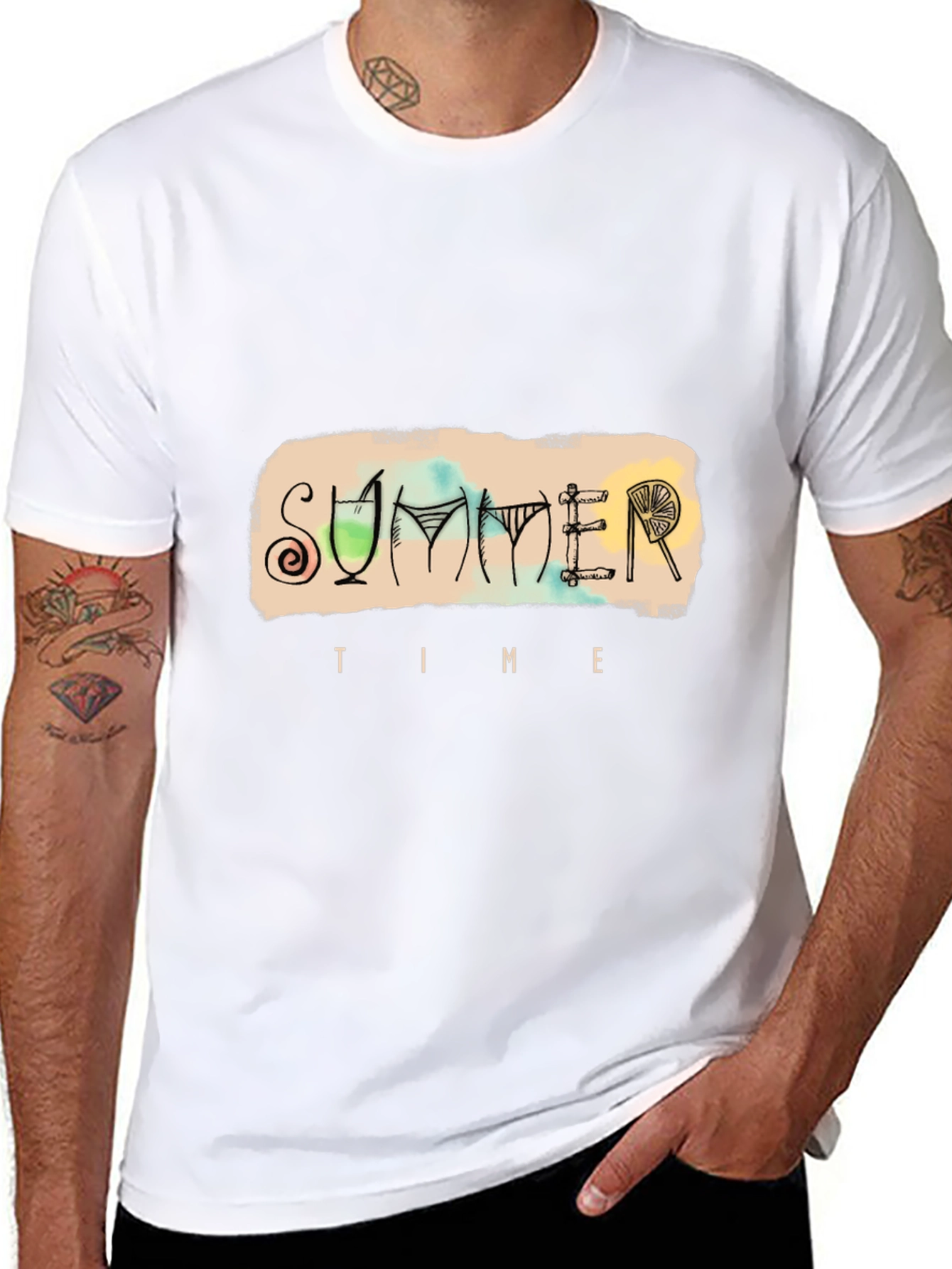 Summer Time Graphic Tee - Black Cotton T-Shirt