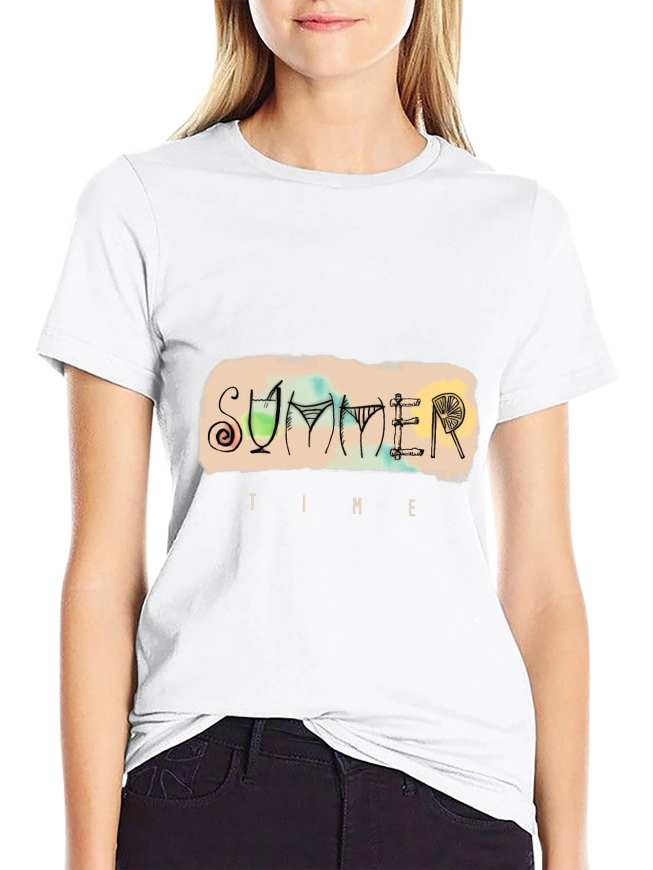 Summer Time Graphic Tee - Black Cotton T-Shirt
