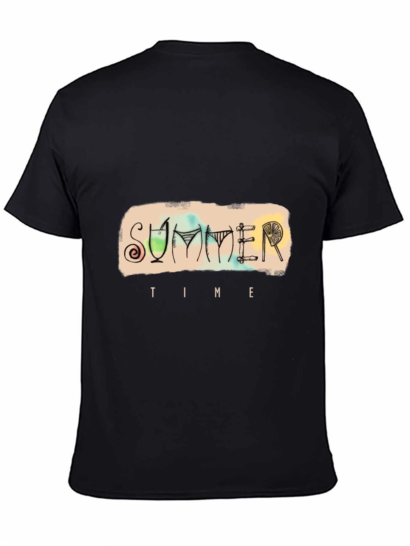 Summer Time Graphic Tee - Black Cotton T-Shirt