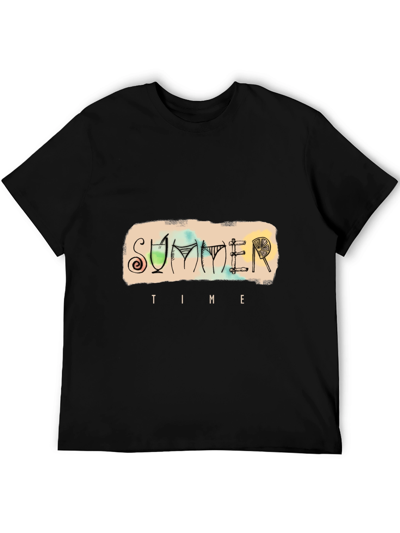 Summer Time Graphic Tee - Black Cotton T-Shirt