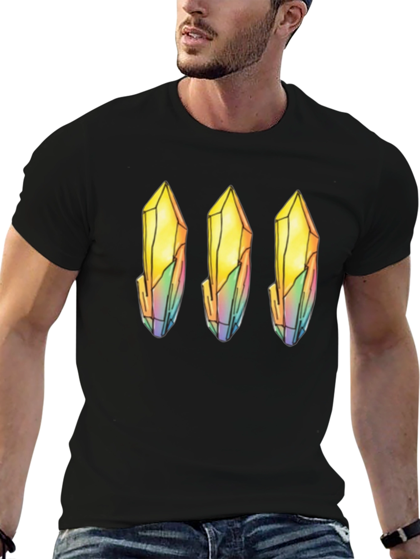 Quartz Crystal Print Black T-Shirt
