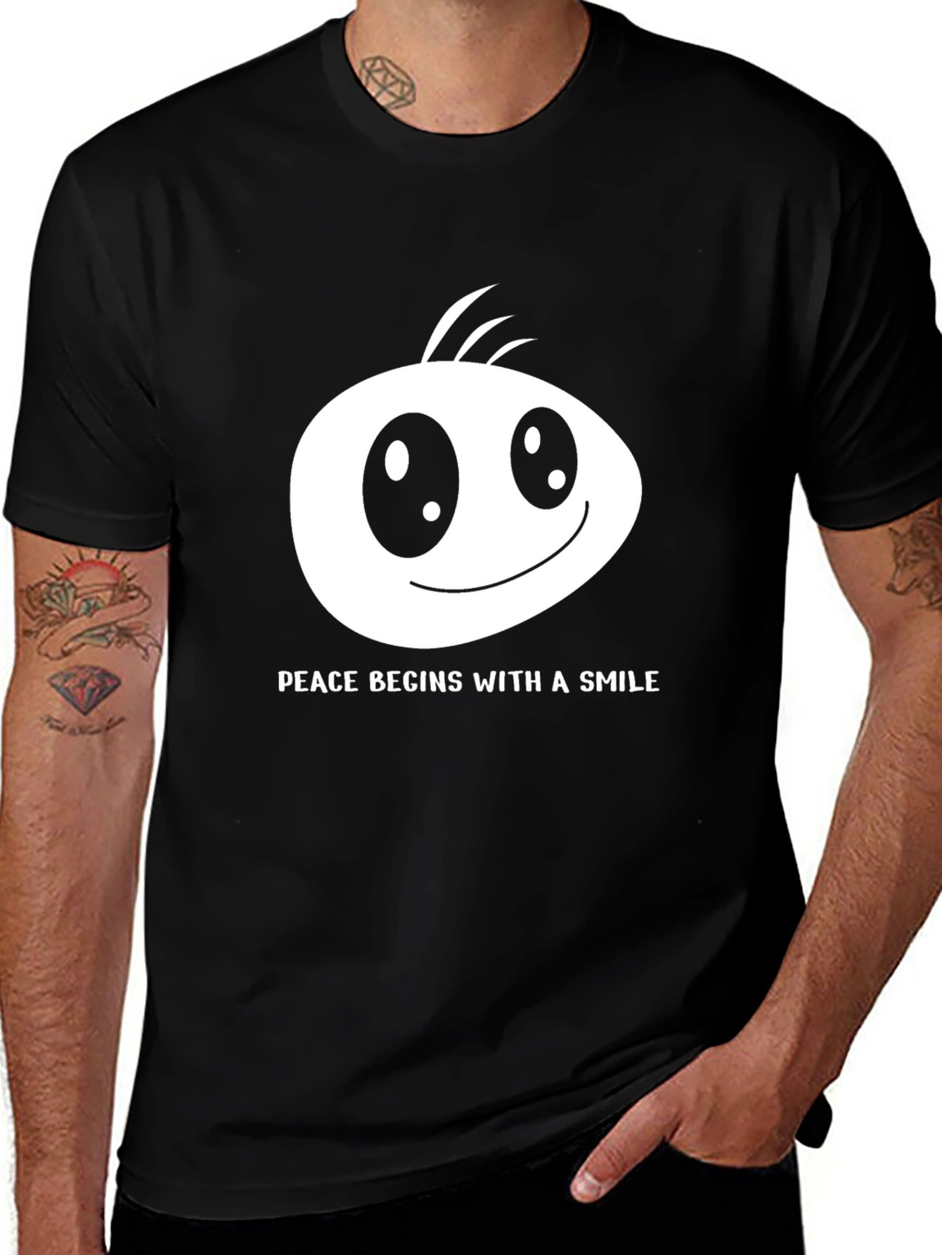 Peace Begins With a Smile Graphic Tee - Black