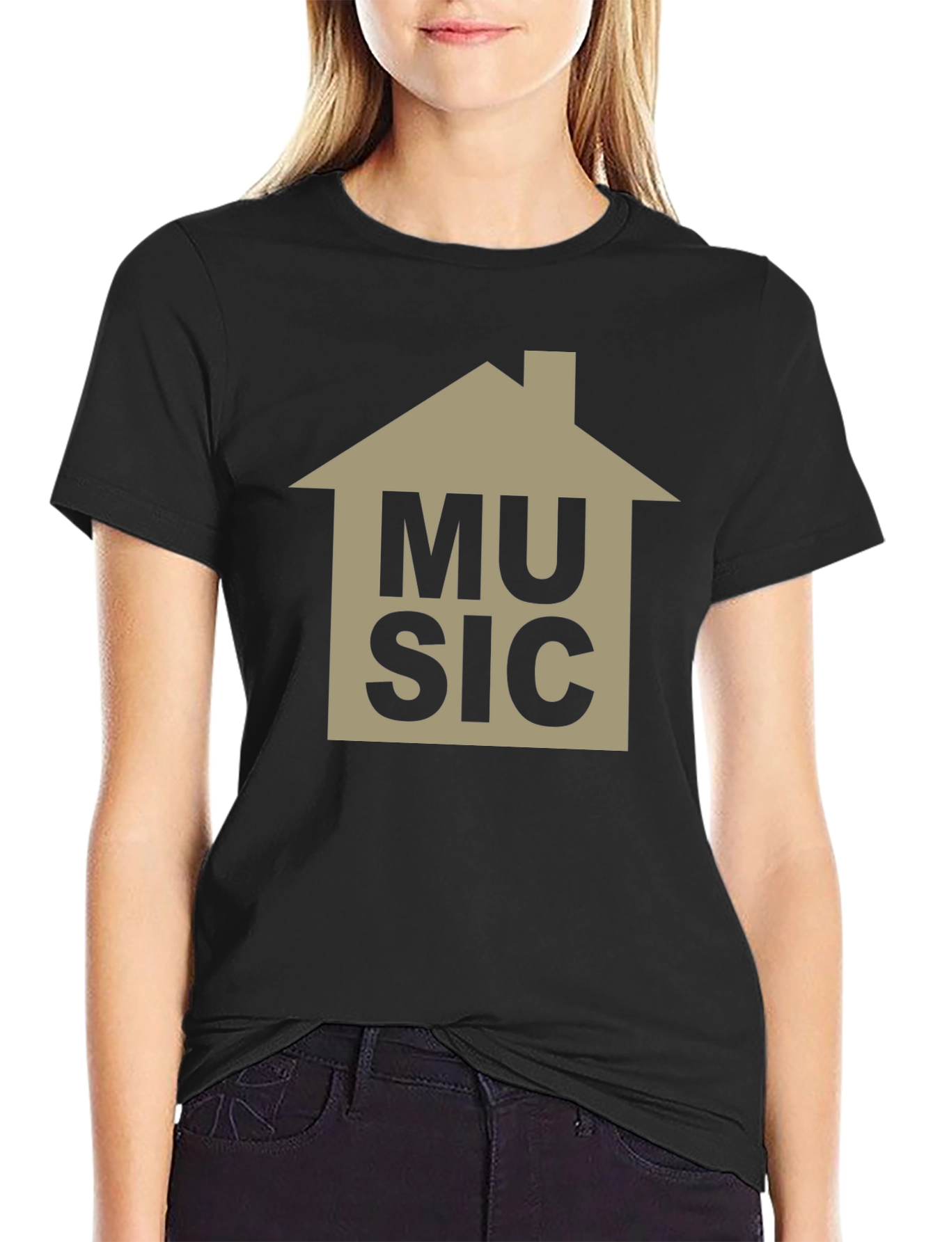 House Music Graphic Tee - Black Cotton T-Shirt