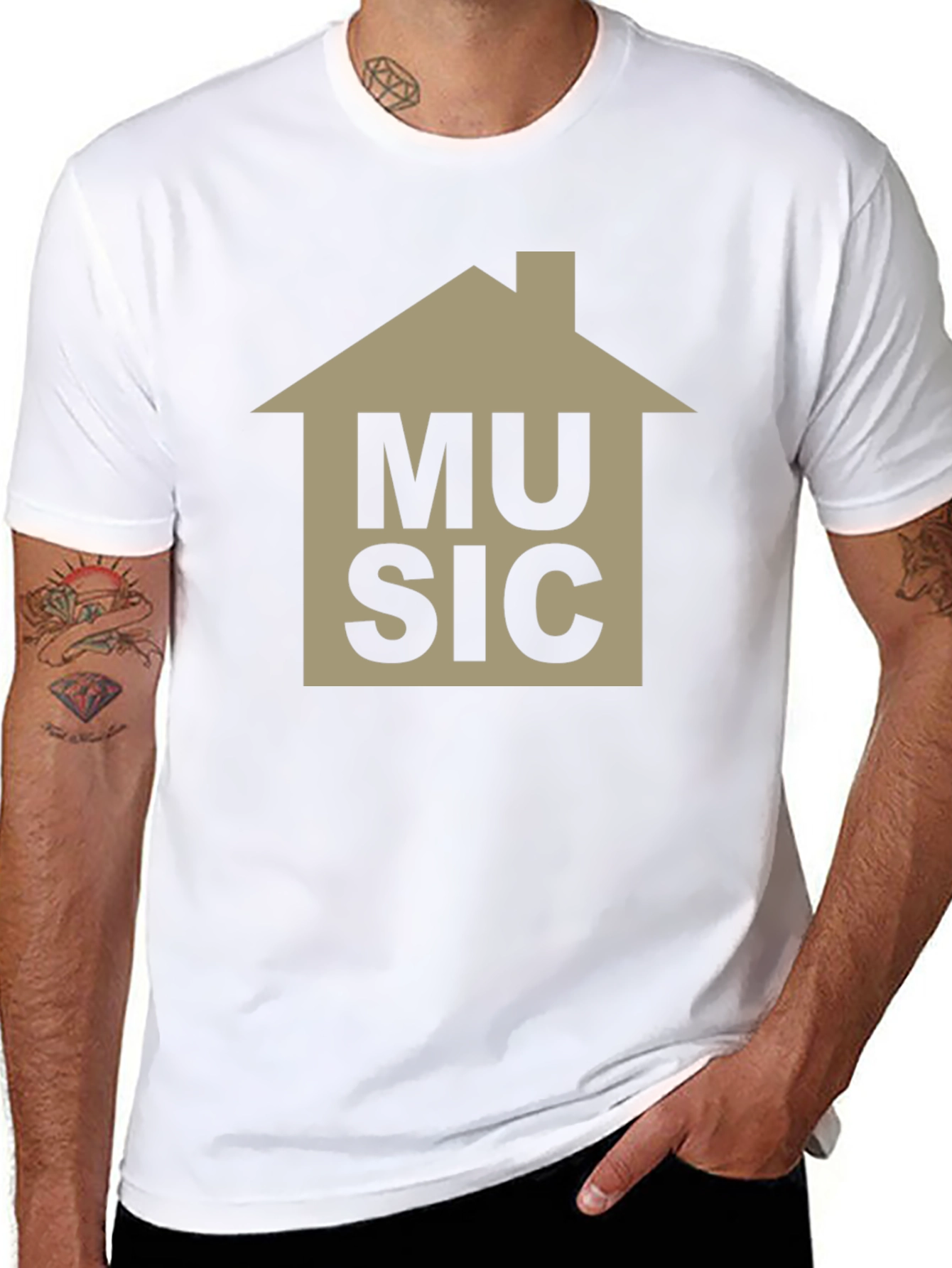 House Music Graphic Tee - Black Cotton T-Shirt