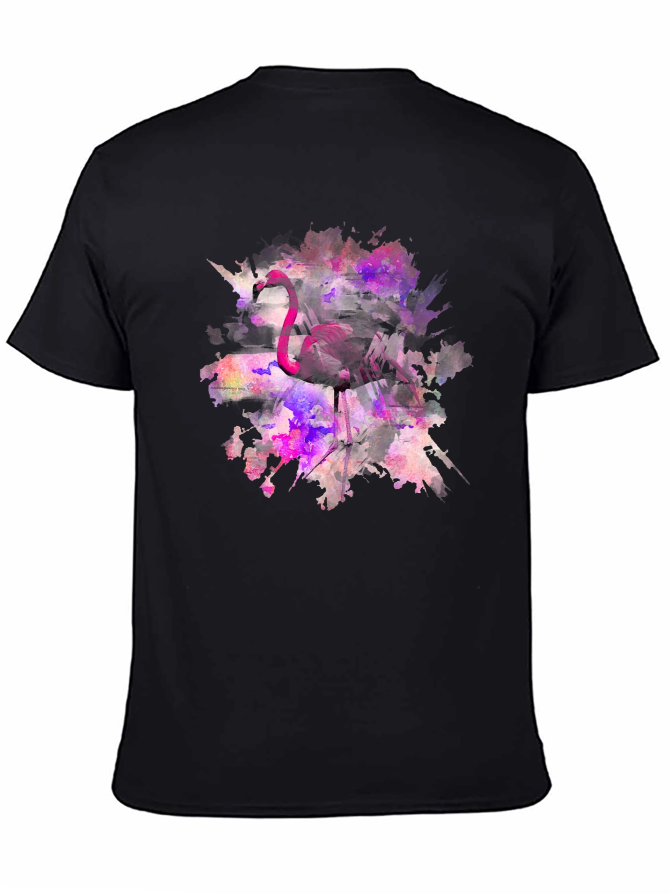 Flamingo Watercolor Black T-Shirt