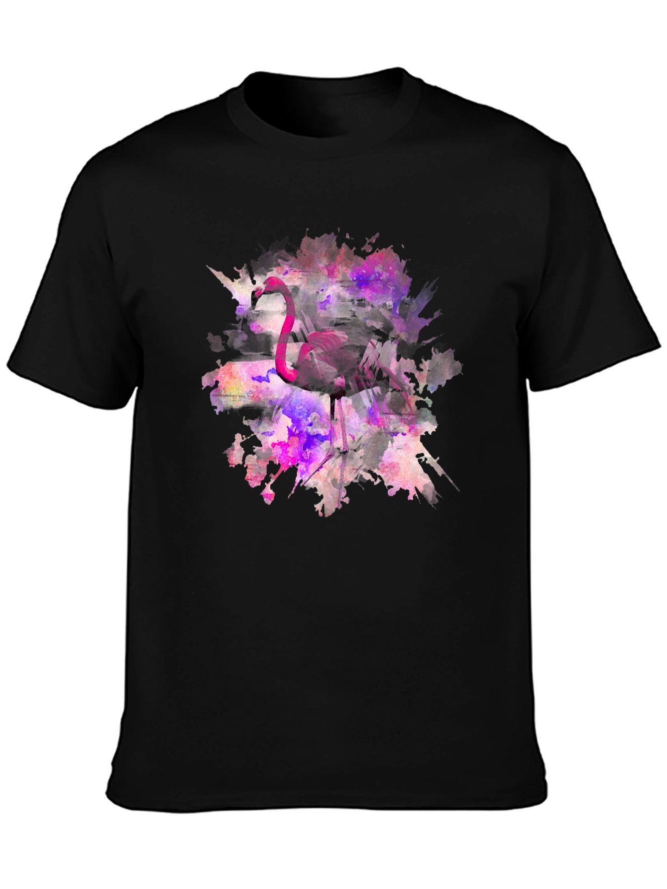 Flamingo Watercolor Black T-Shirt