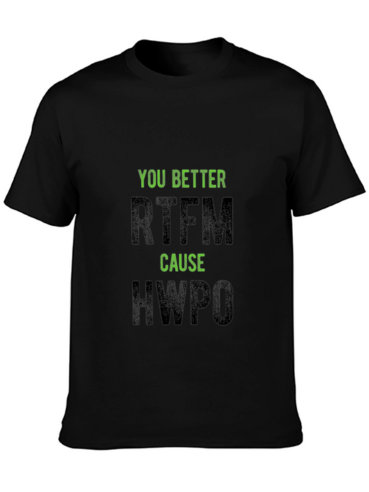 Humorous Black T-Shirt - RTFM HWPO