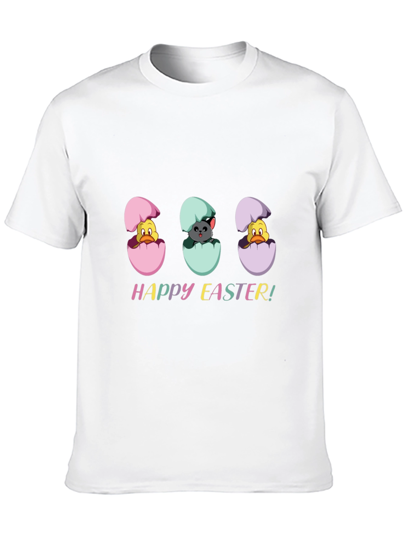 Happy Easter Black T-Shirt with Easter Egg Hatchlings