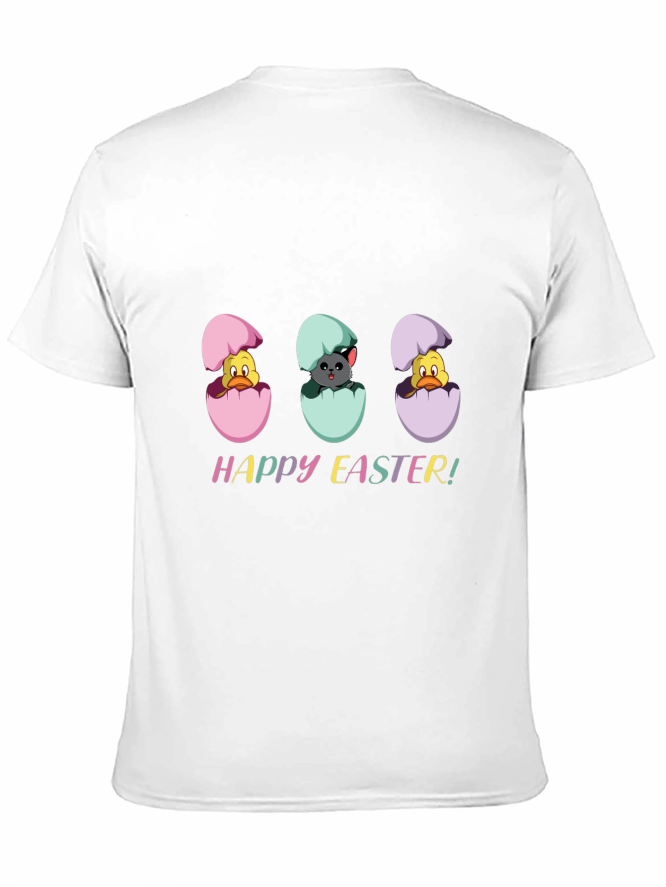 Happy Easter Black T-Shirt with Easter Egg Hatchlings