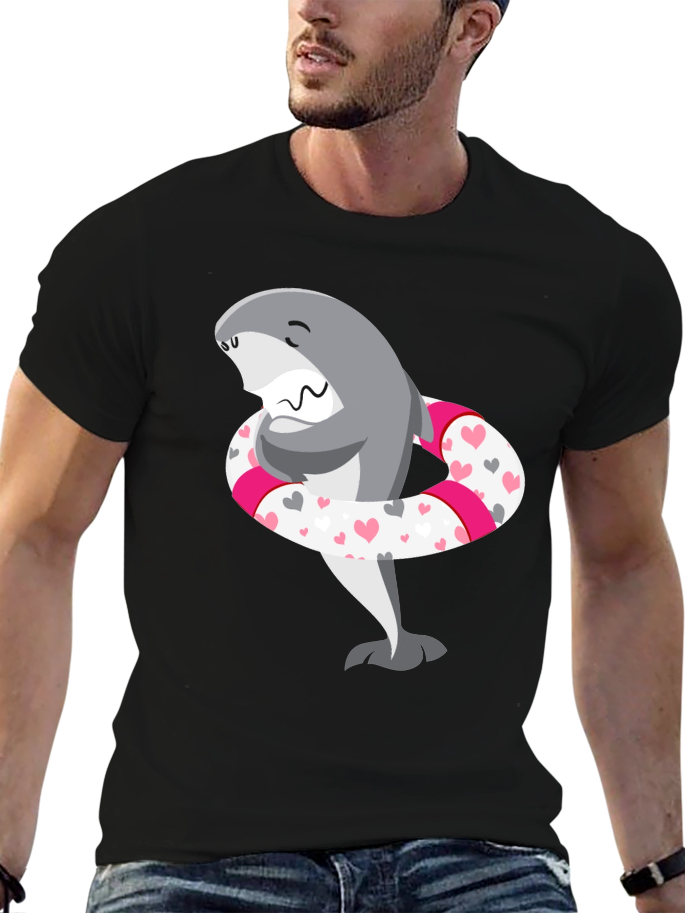 Cute Shark T-Shirt - Heart Swim Ring