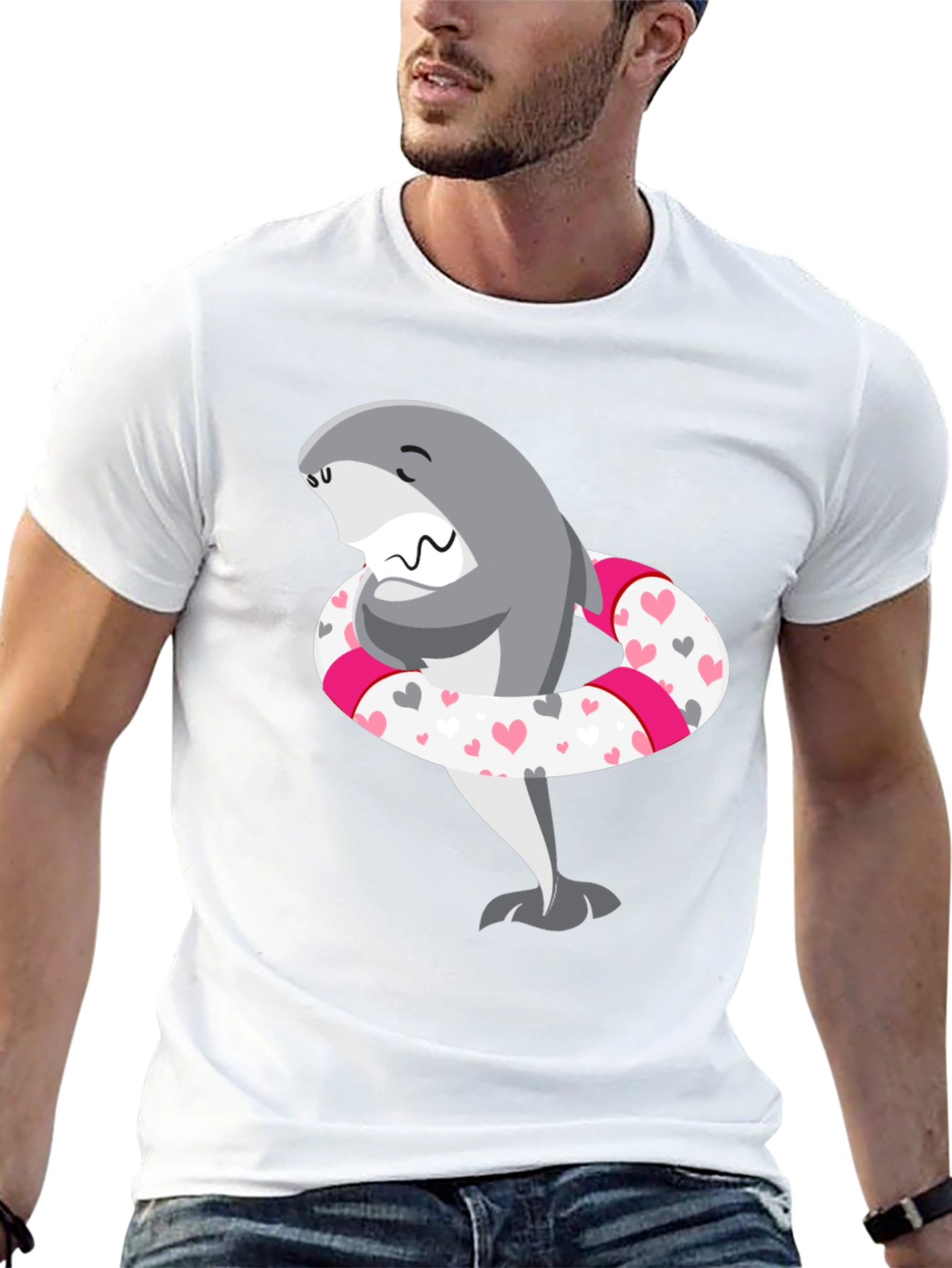 Cute Shark T-Shirt - Heart Swim Ring