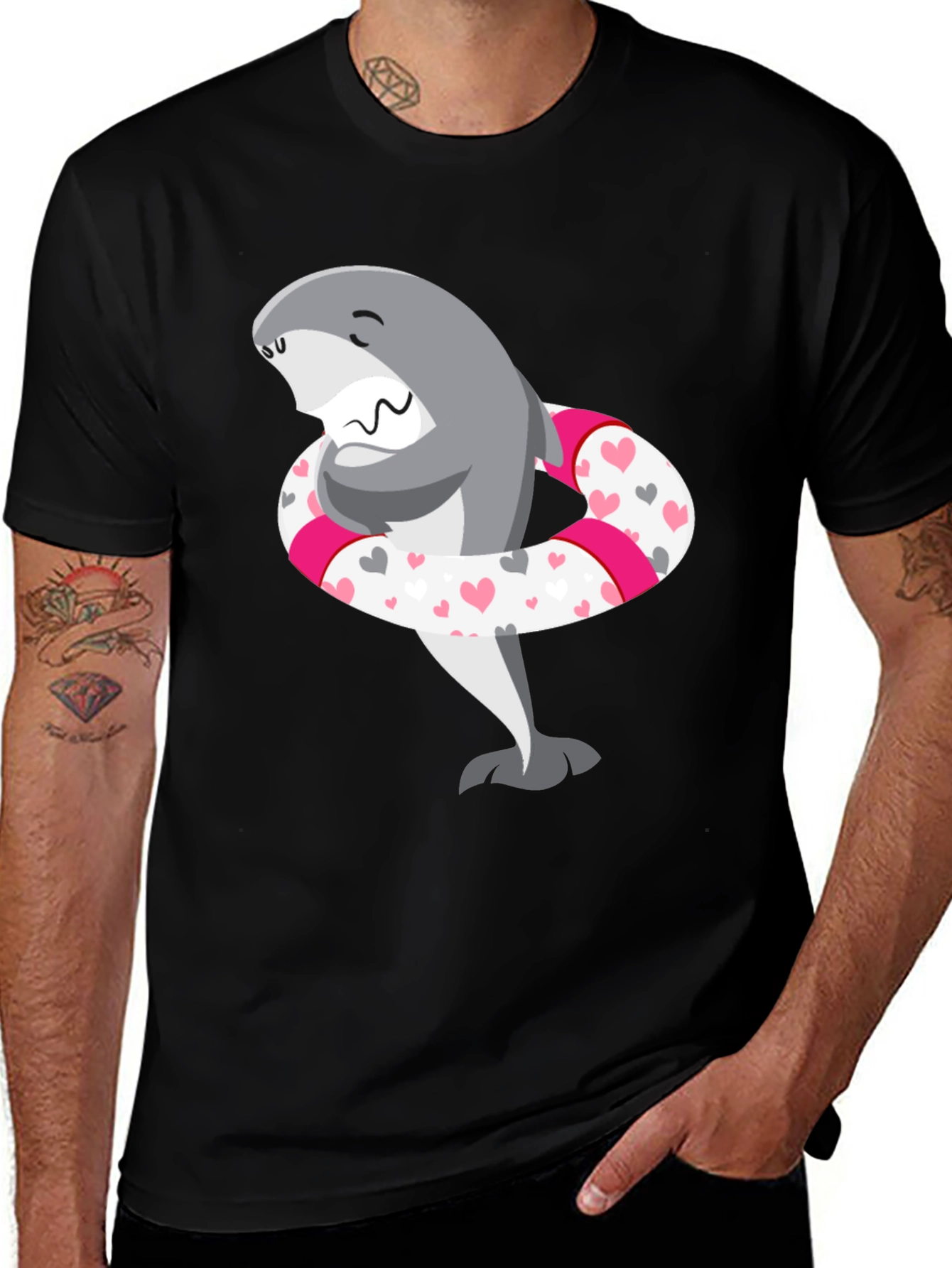 Cute Shark T-Shirt - Heart Swim Ring