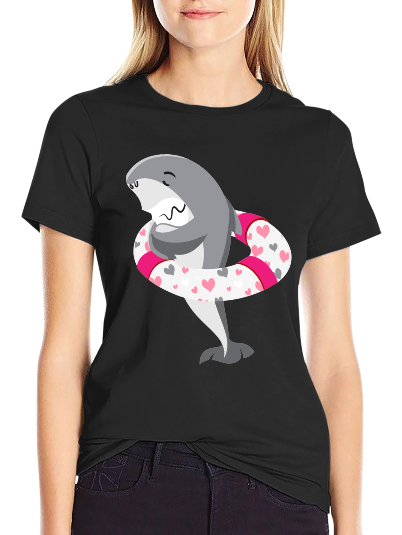 Cute Shark T-Shirt - Heart Swim Ring