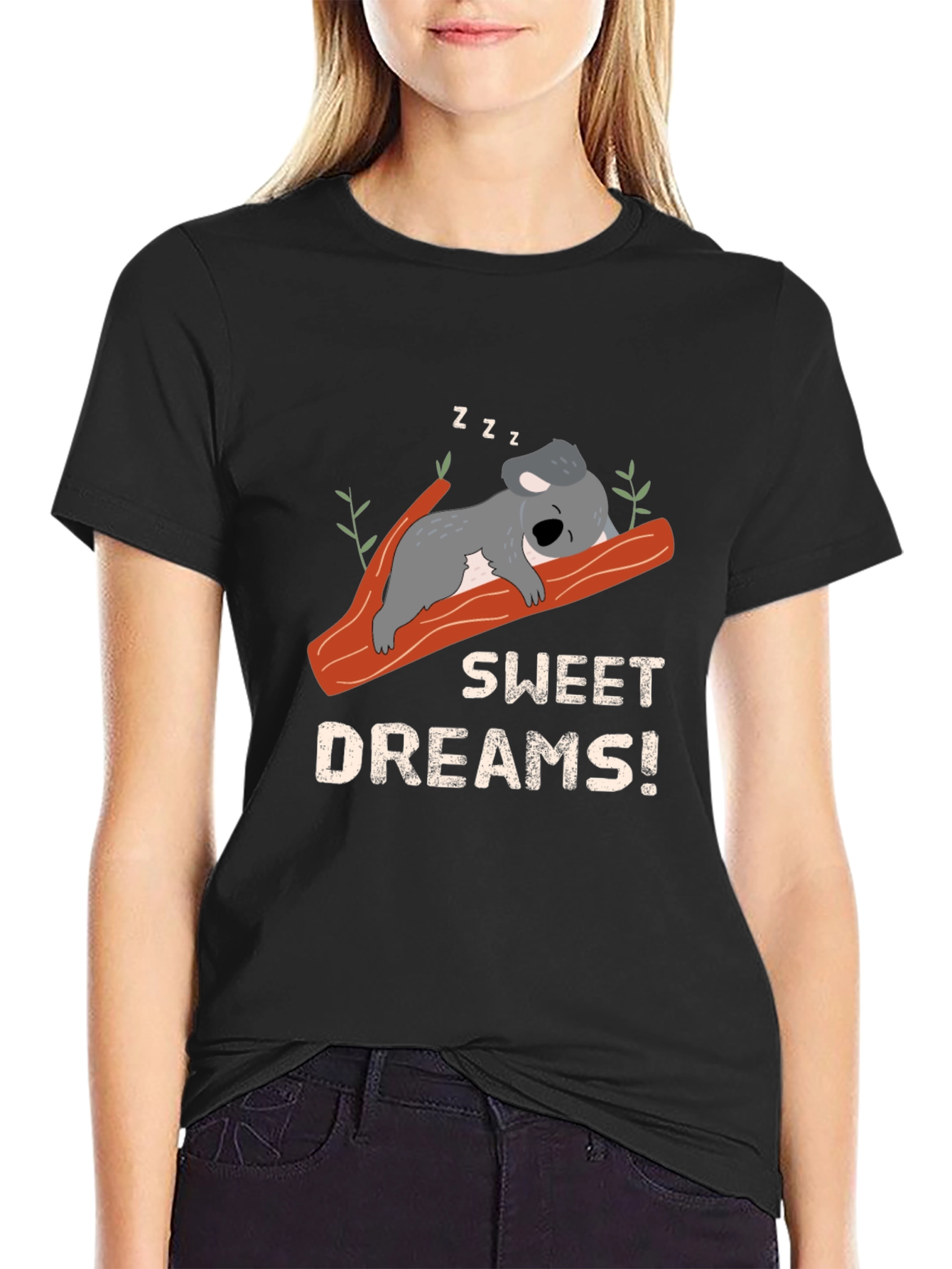 Sweet Dreams Koala Bear T-Shirt - Black