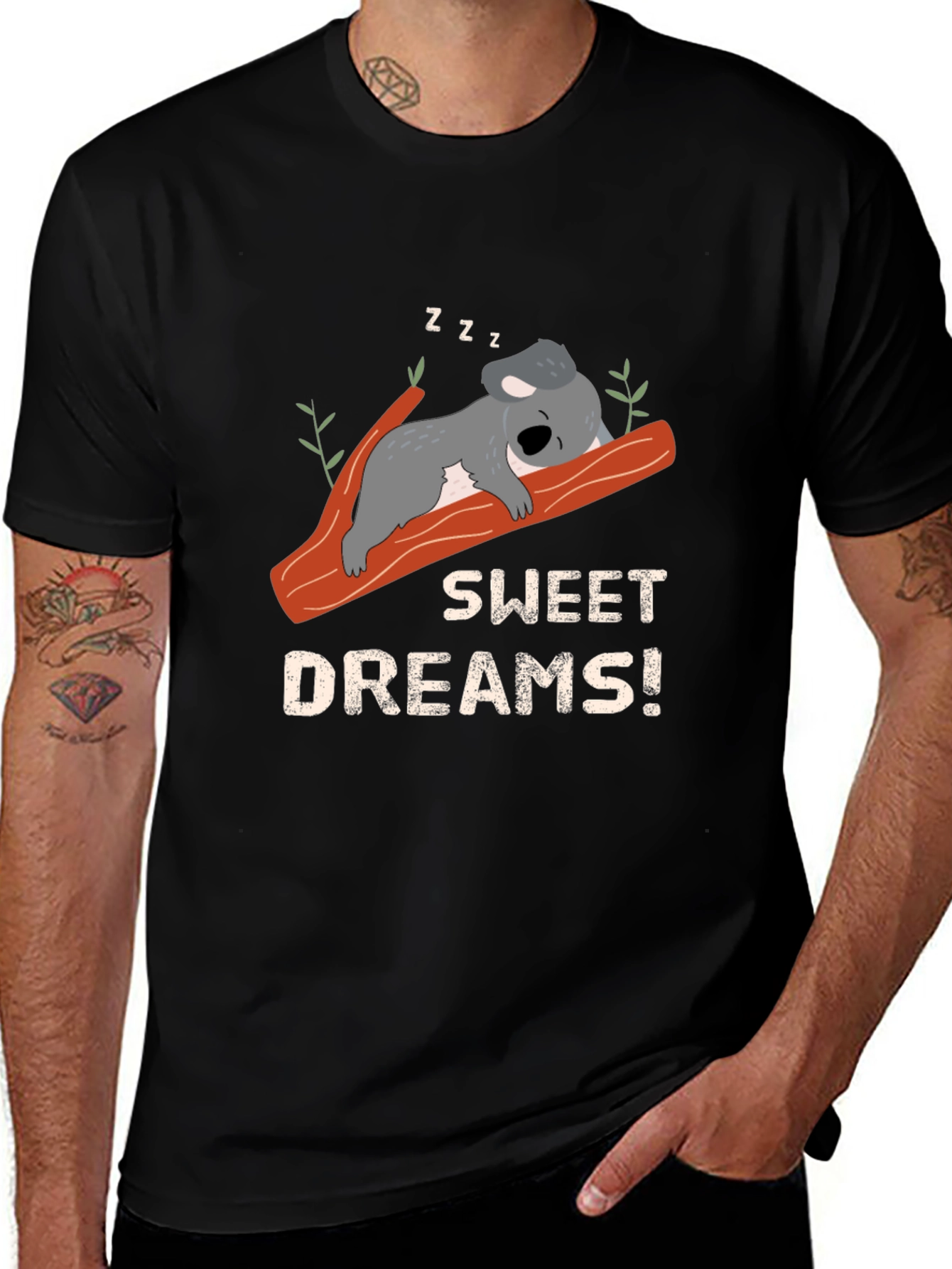 Sweet Dreams Koala Bear T-Shirt - Black