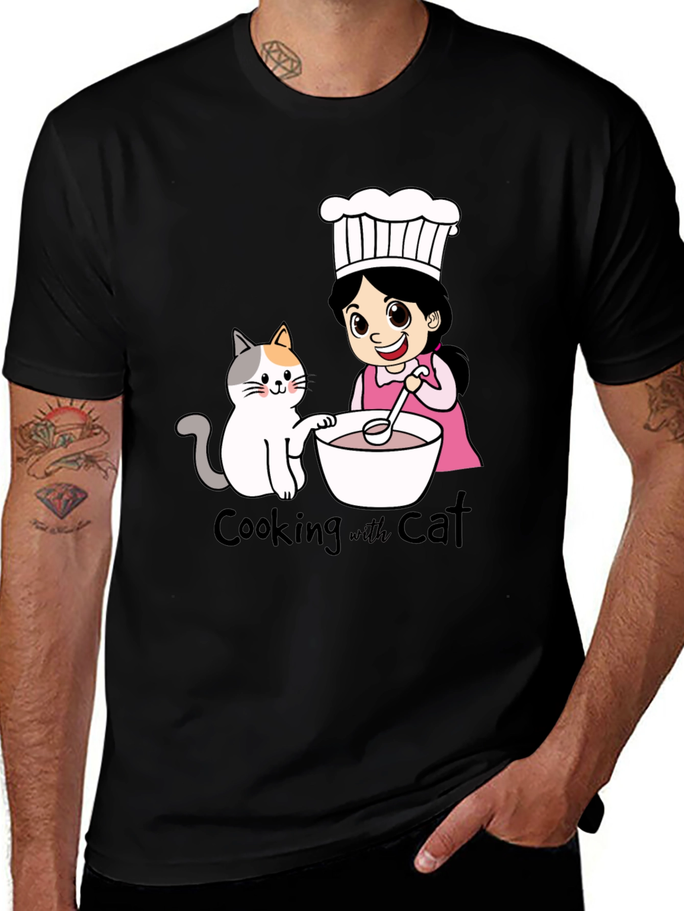 Cooking with Cat Graphic T-Shirt