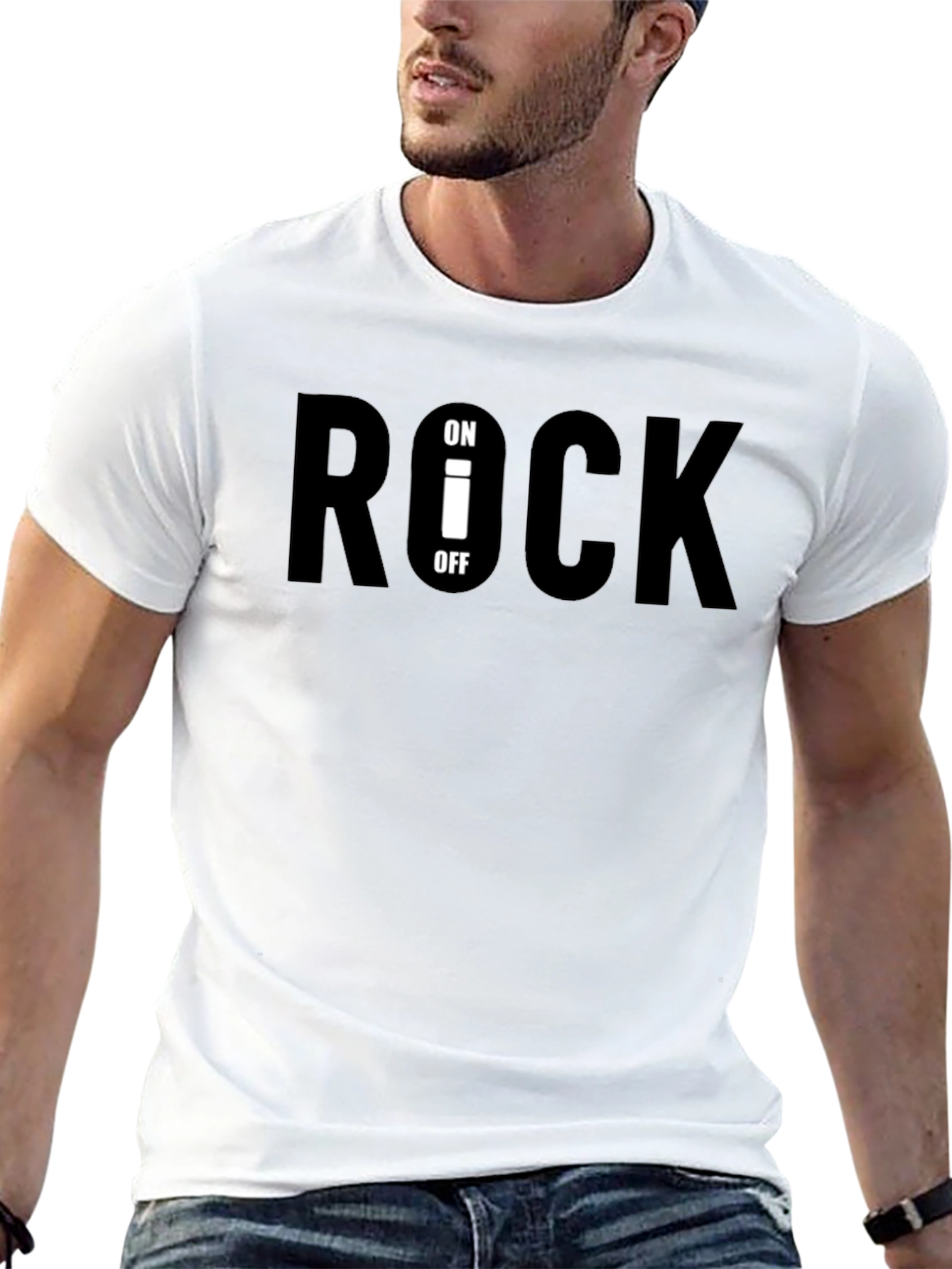 Rock On/Off Graphic Tee - Black Cotton T-Shirt