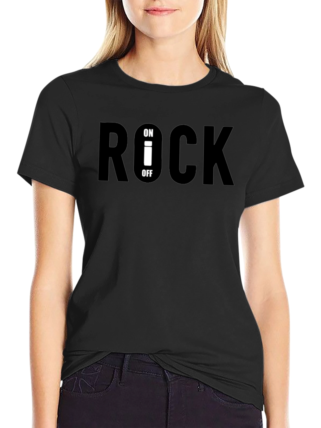 Rock On/Off Graphic Tee - Black Cotton T-Shirt