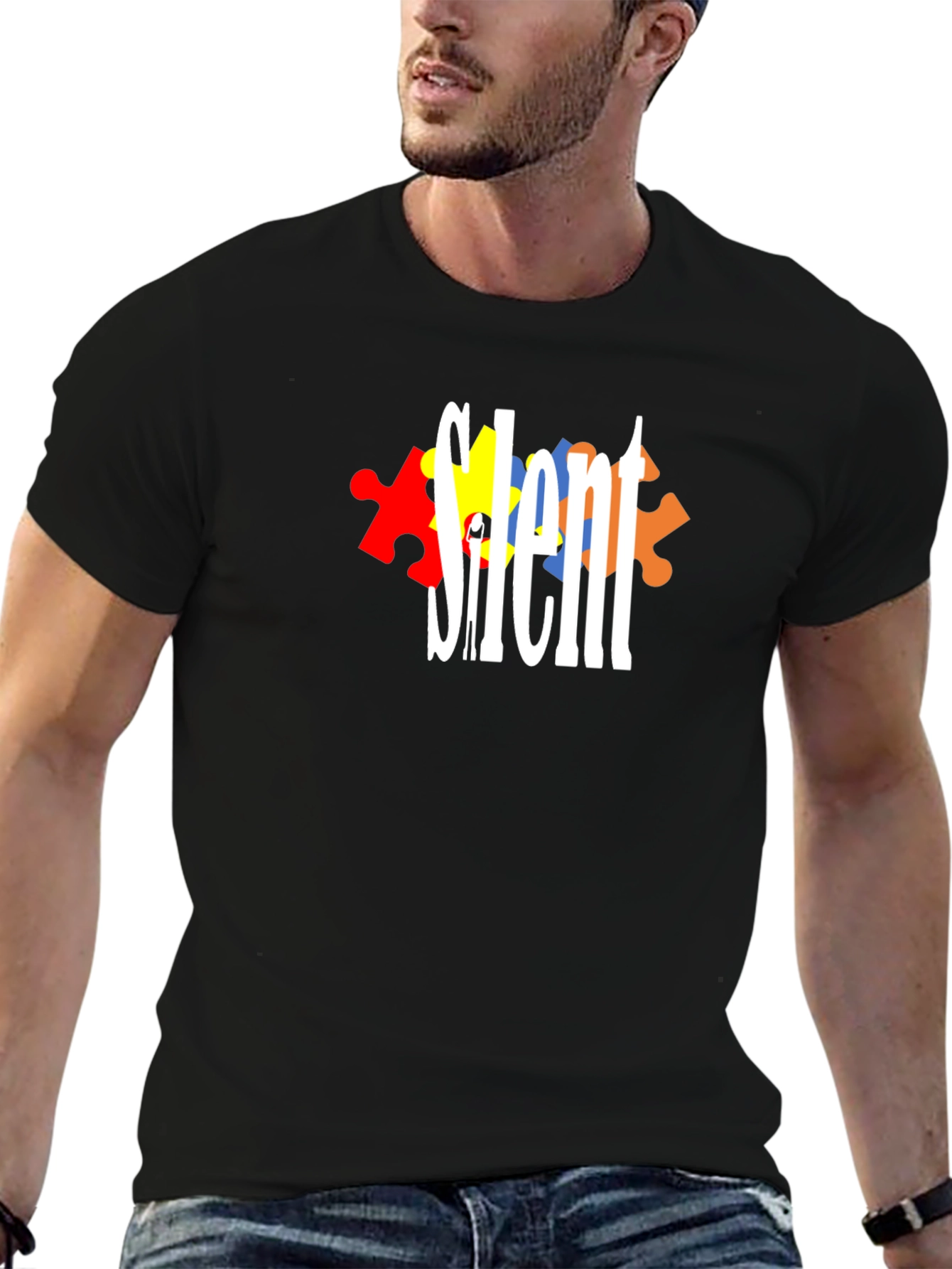 Silent Autism Awareness T-Shirt - Puzzle Piece Design