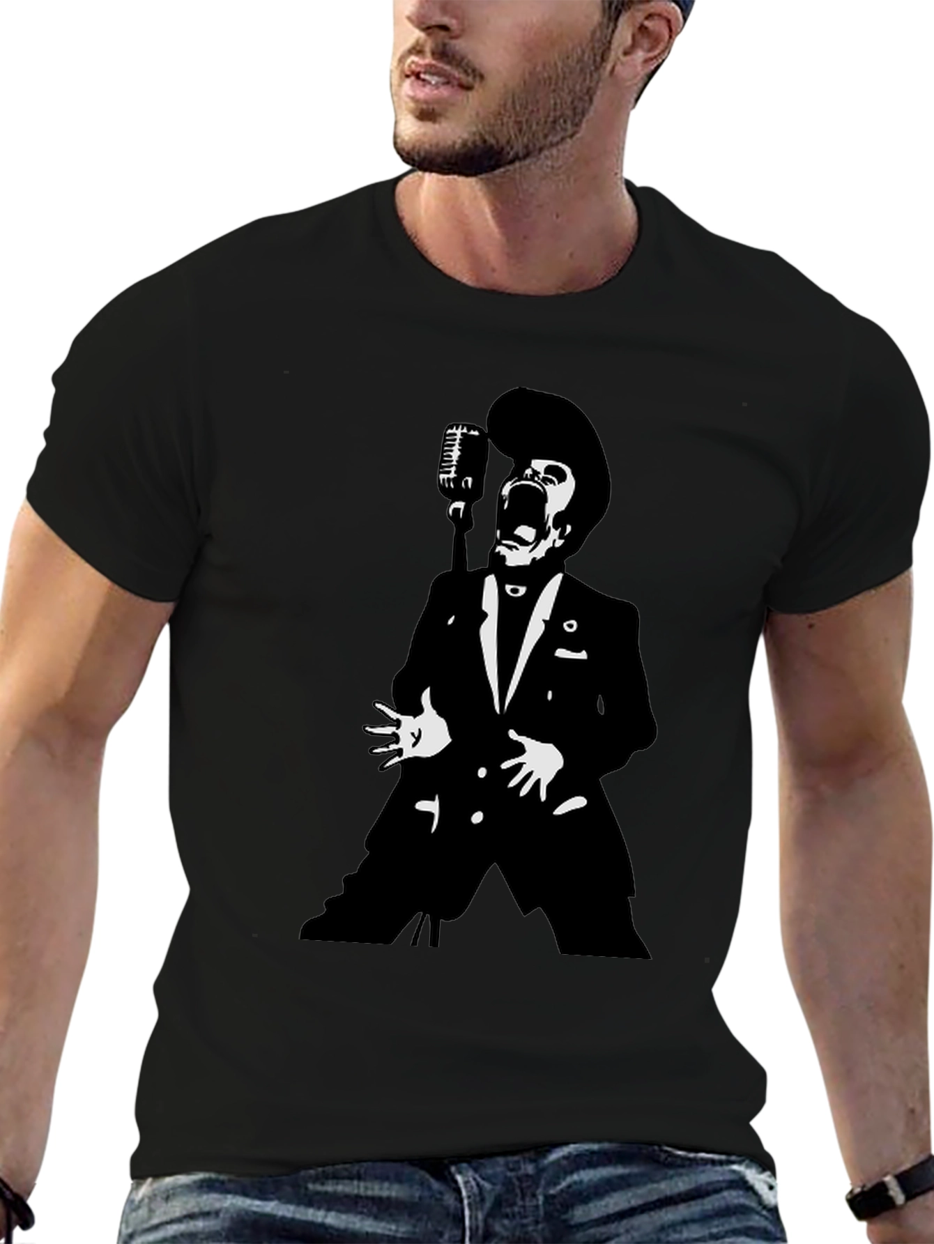 Retro Singer Graphic Black T-Shirt