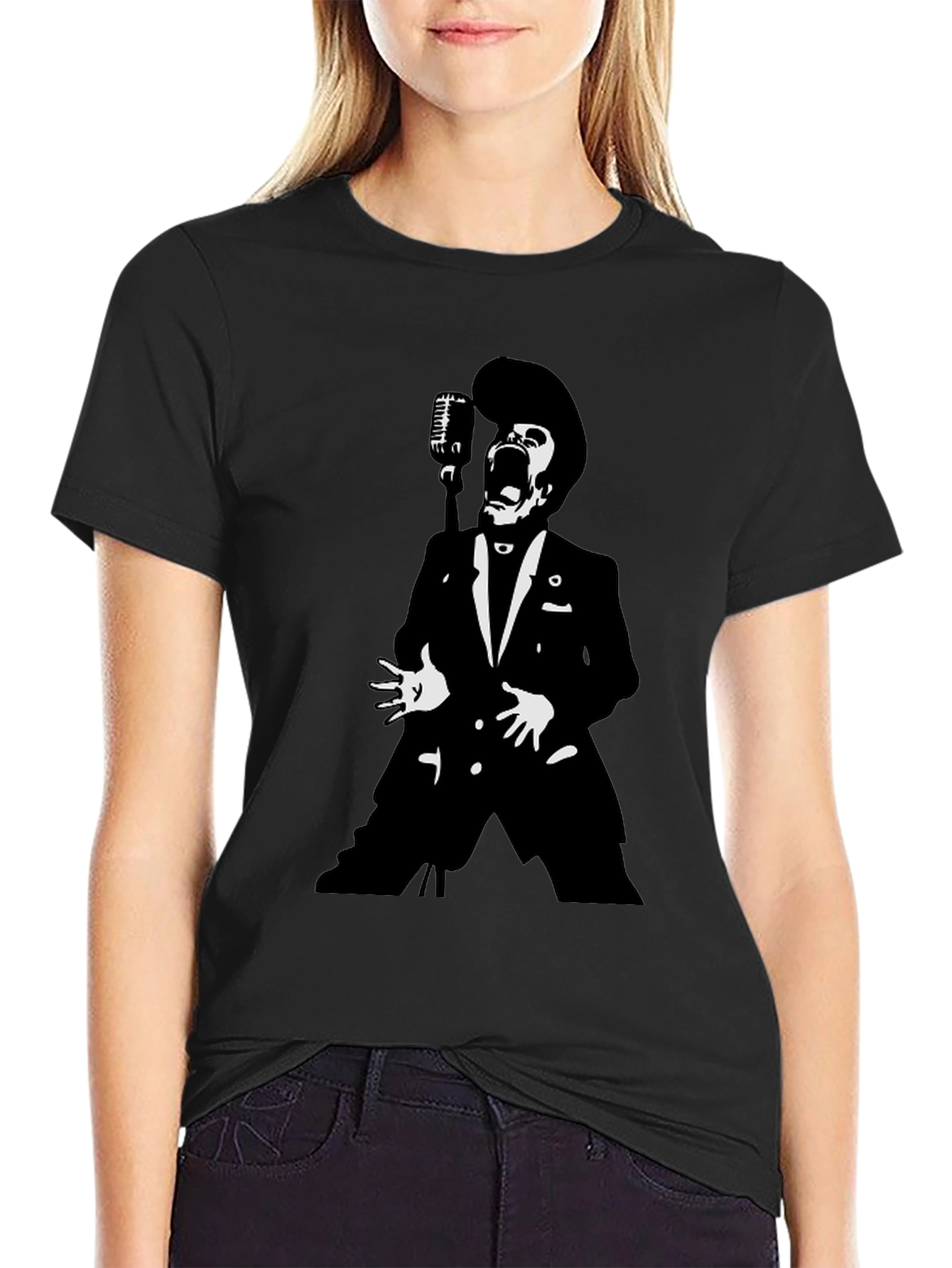 Retro Singer Graphic Black T-Shirt