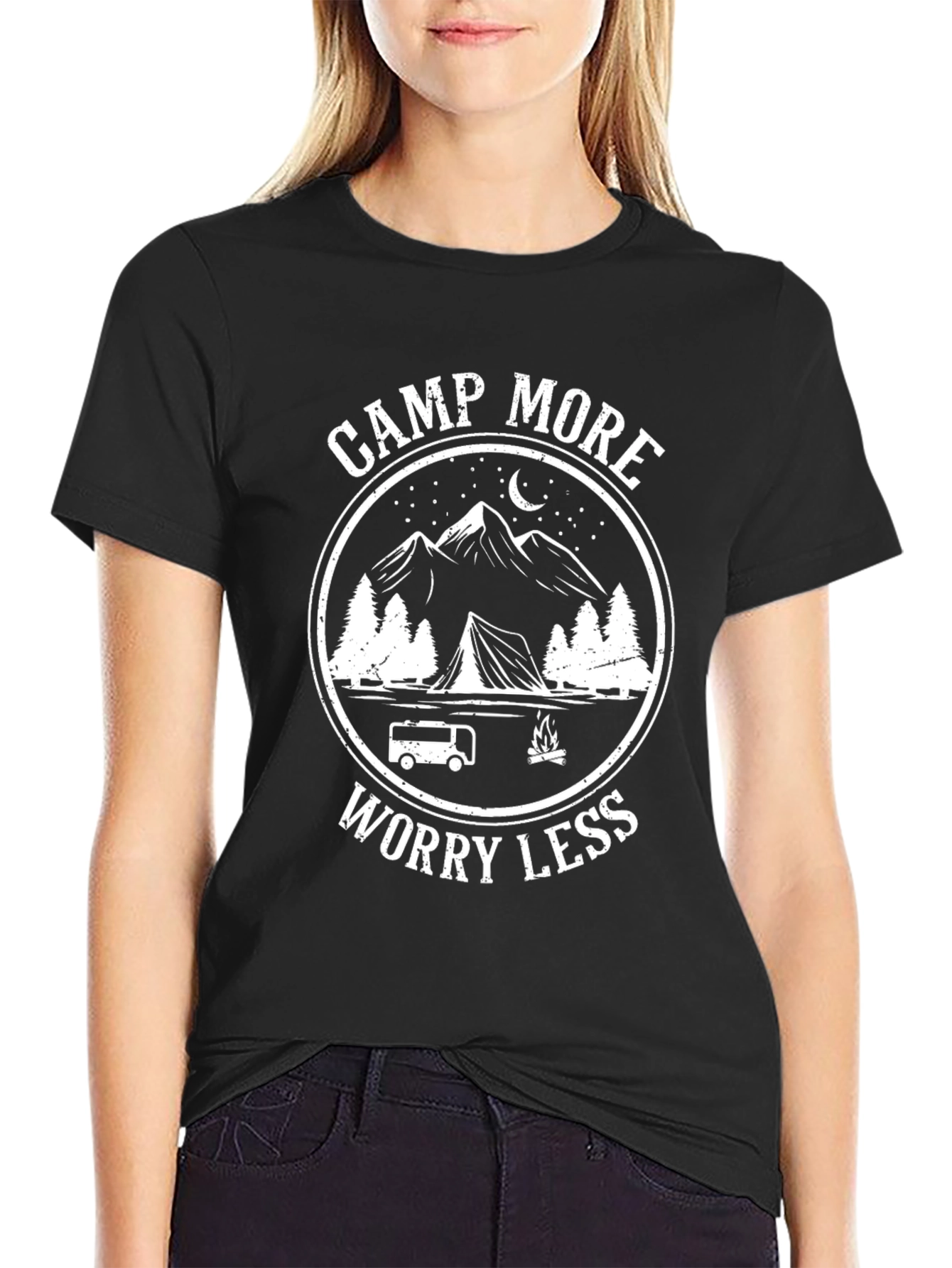 Camp More Worry Less Graphic T-Shirt