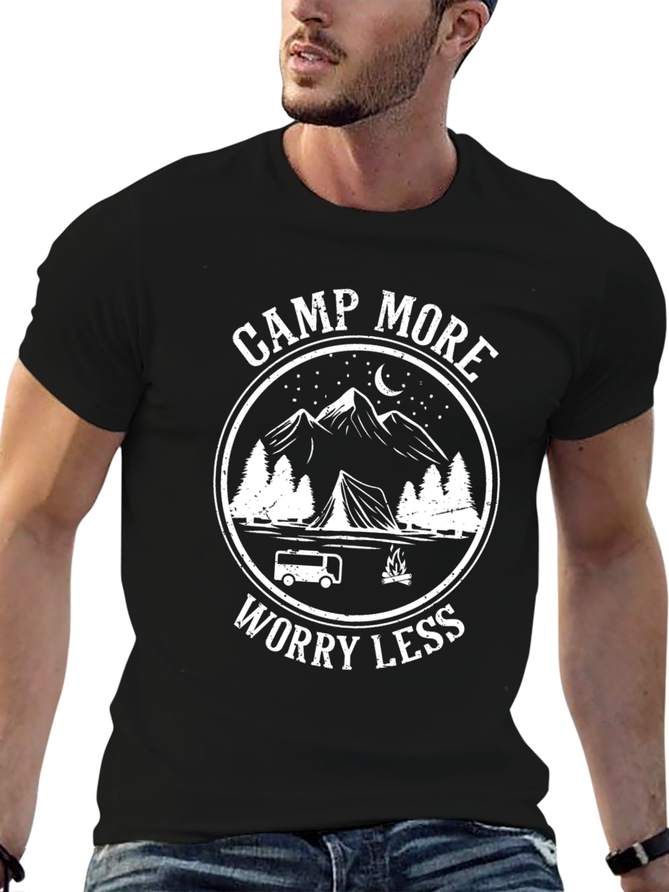 Camp More Worry Less Graphic T-Shirt