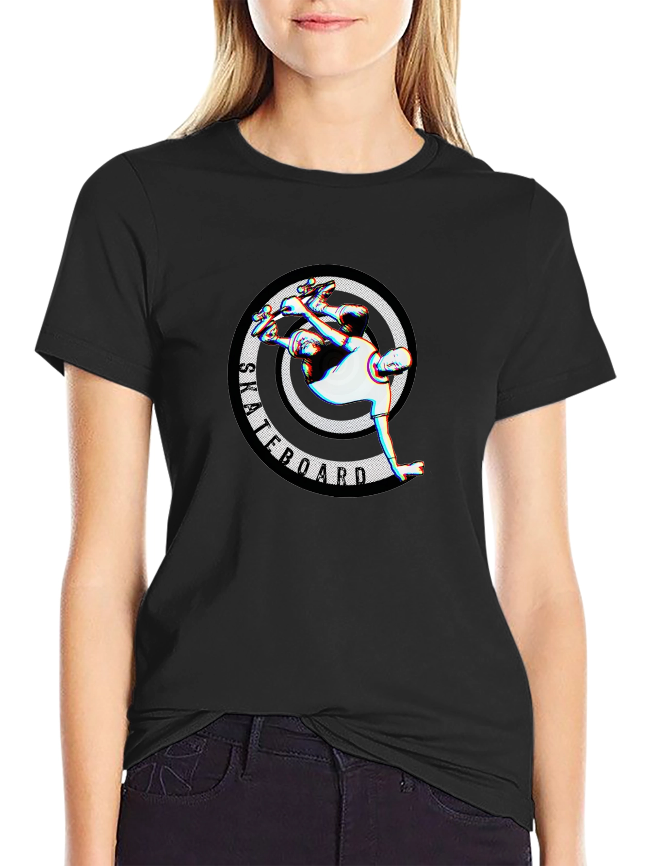 Skateboarder Graphic Tee - Stylish Black T-Shirt