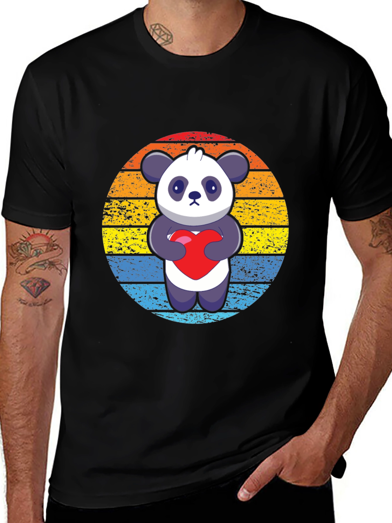 Panda Love Graphic Tee - Mens Black T-Shirt