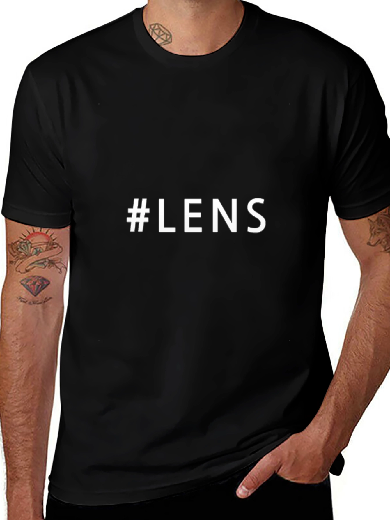 #LENS Black Graphic Tee - Modern Casual Style