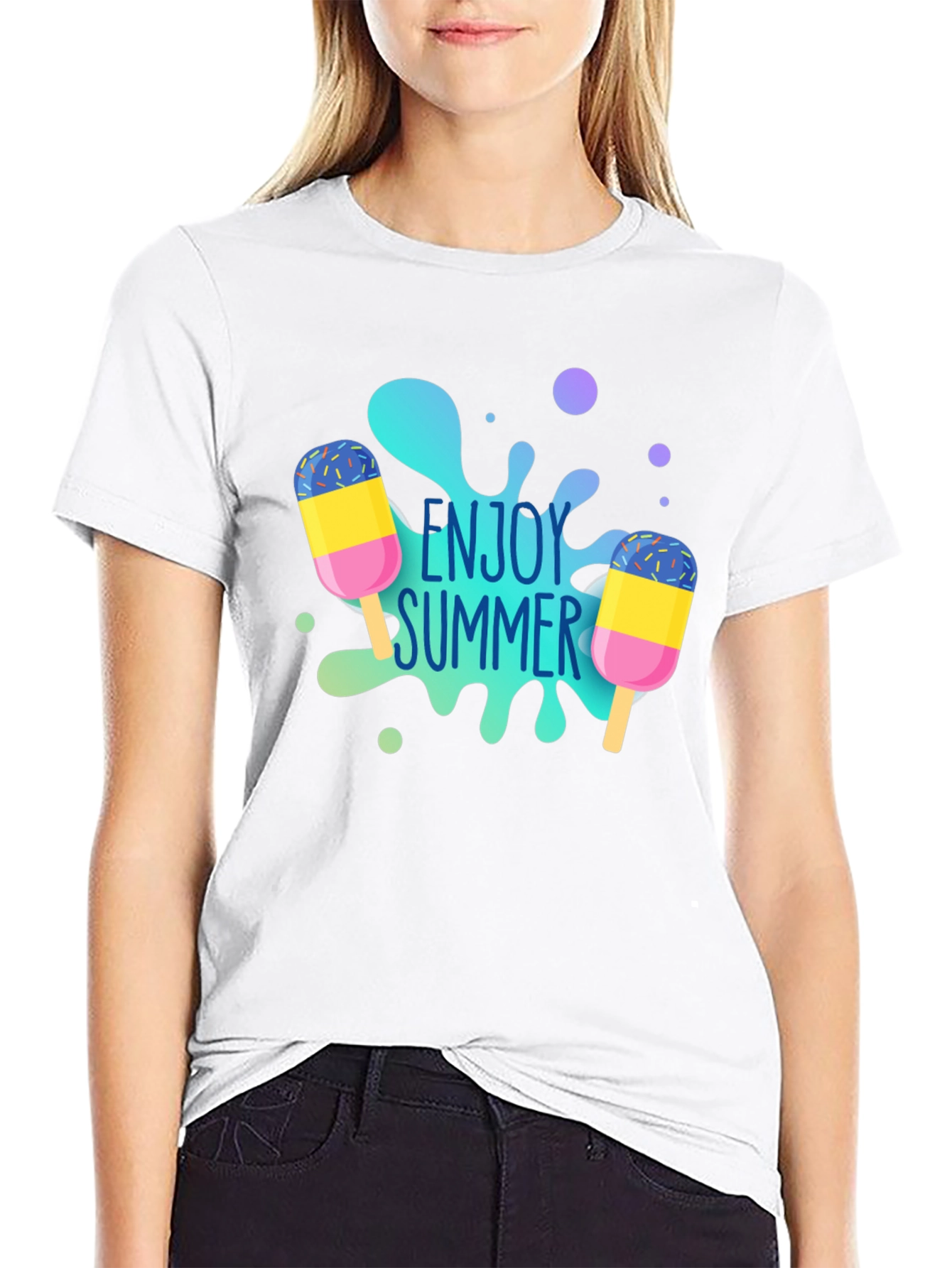Enjoy Summer Graphic Tee - Fun Ice Cream Design