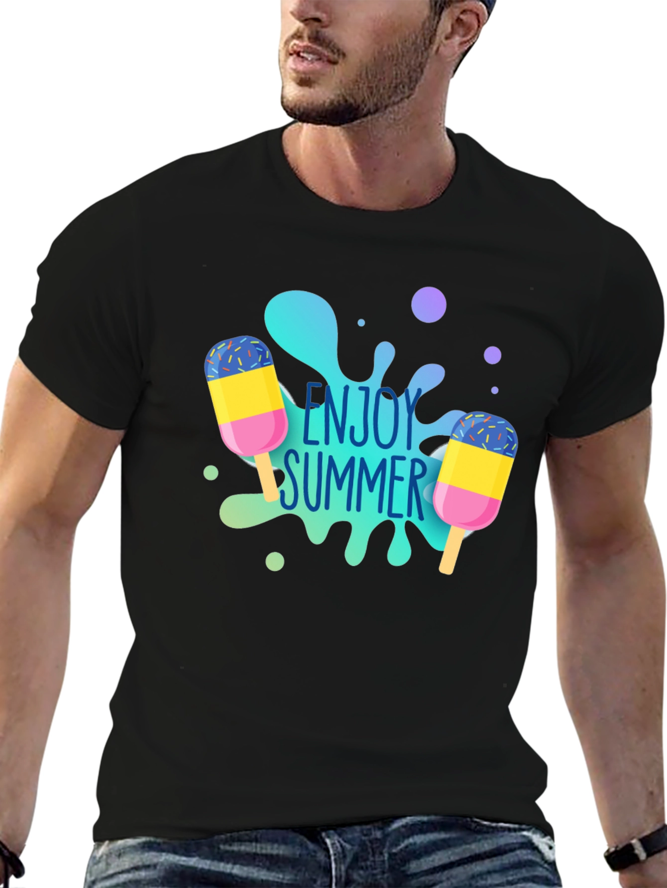 Enjoy Summer Graphic Tee - Fun Ice Cream Design