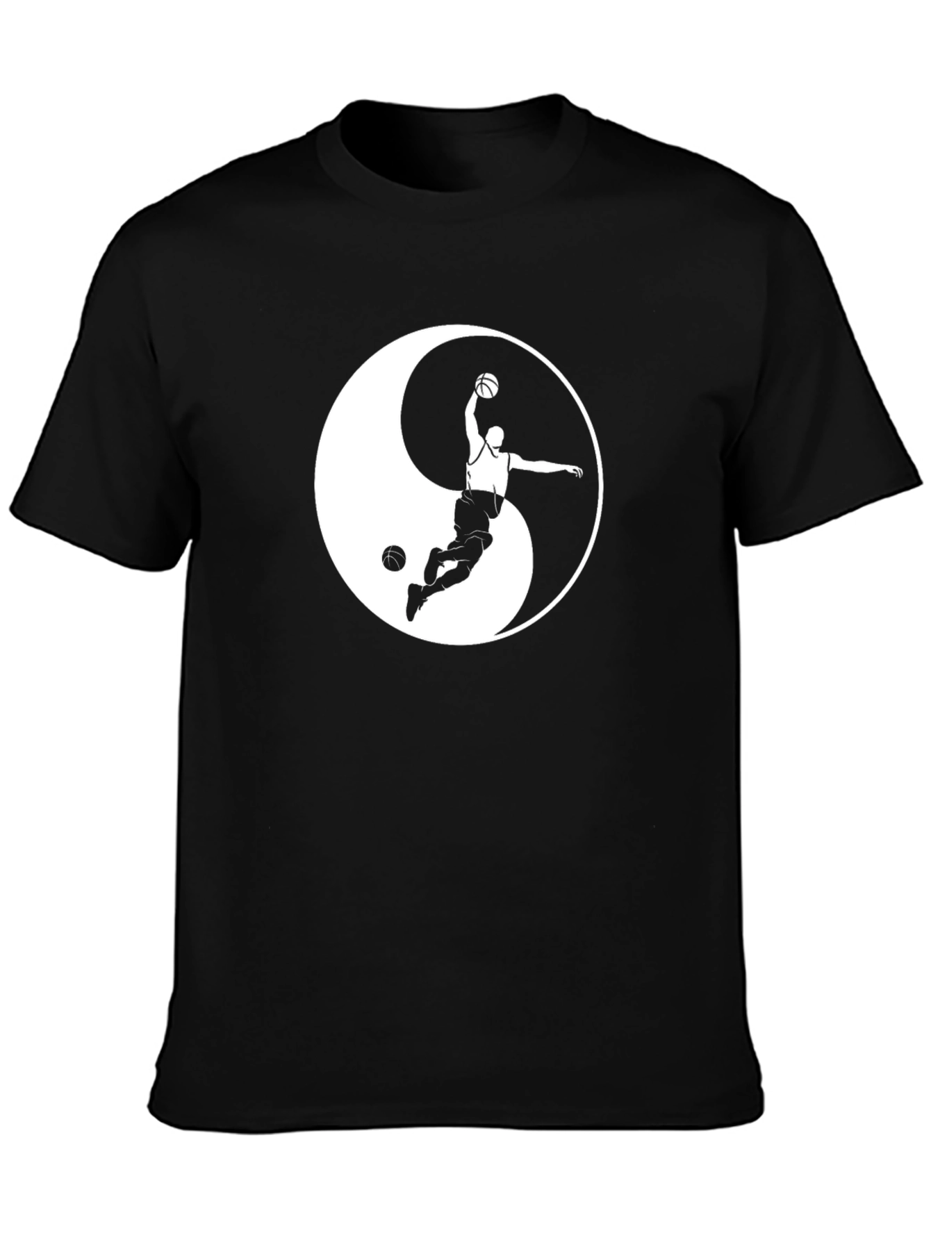 Yin Yang Basketball T-Shirt - Black Cotton Tee