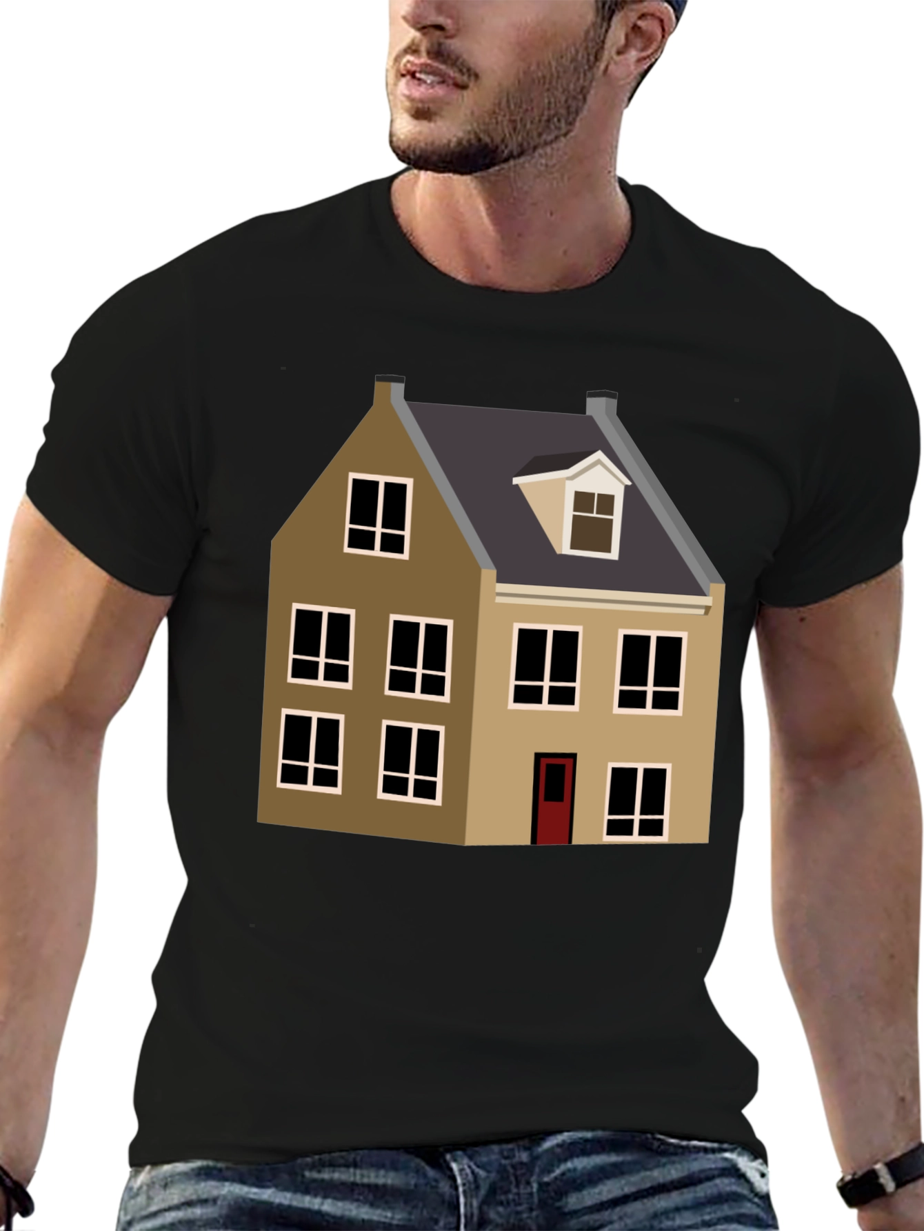 House Graphic Tee - Black Cotton Blend