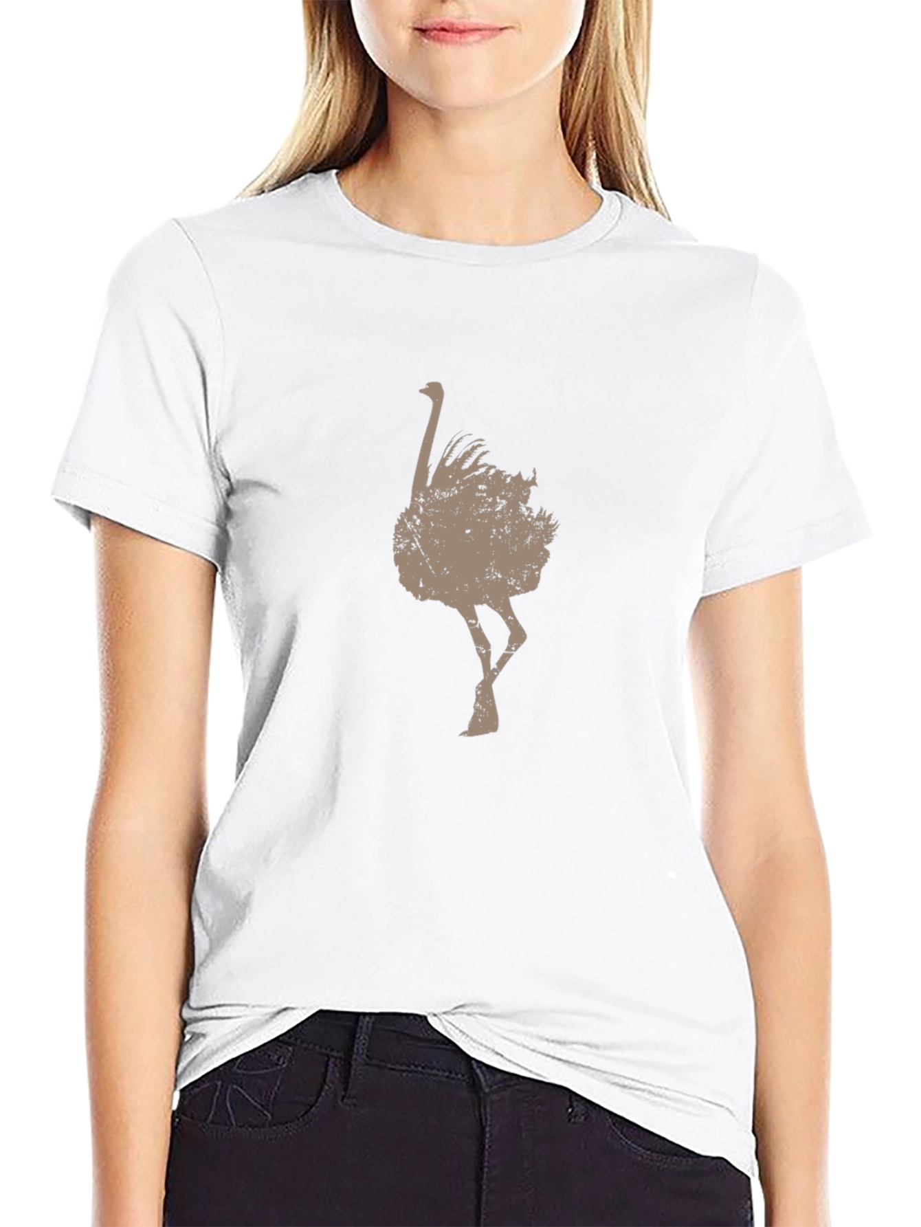 Mens Ostrich Graphic Tee - Unique Distressed Print