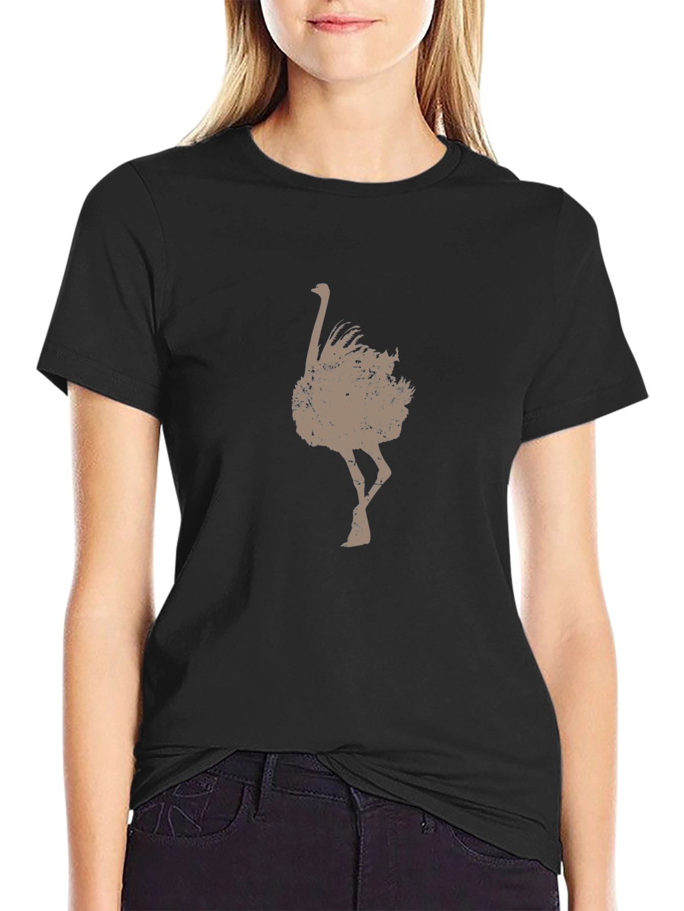 Mens Ostrich Graphic Tee - Unique Distressed Print
